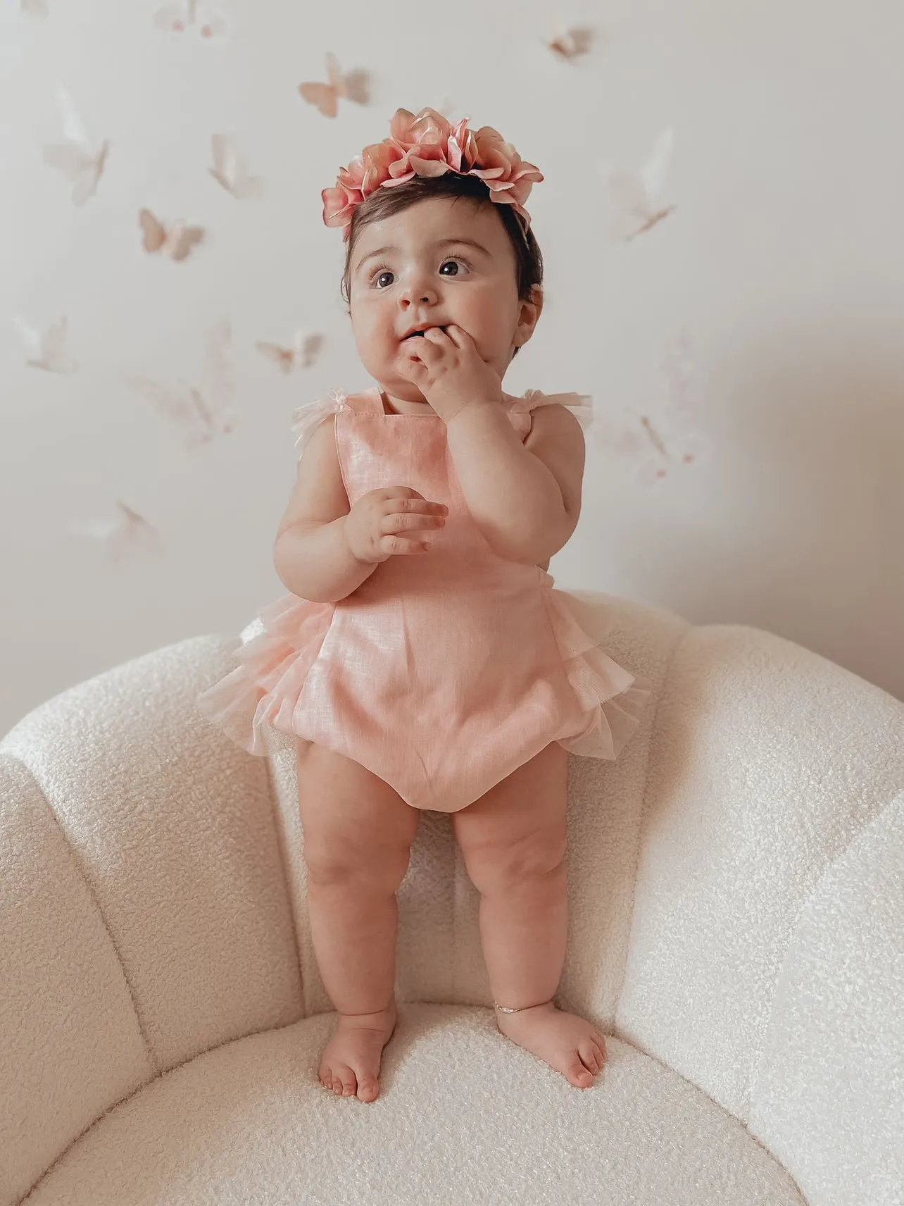 Luella Ruffle Bum Romper-Rose Pink