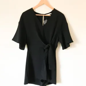 Lush Black Tie Waist Romper- Size S