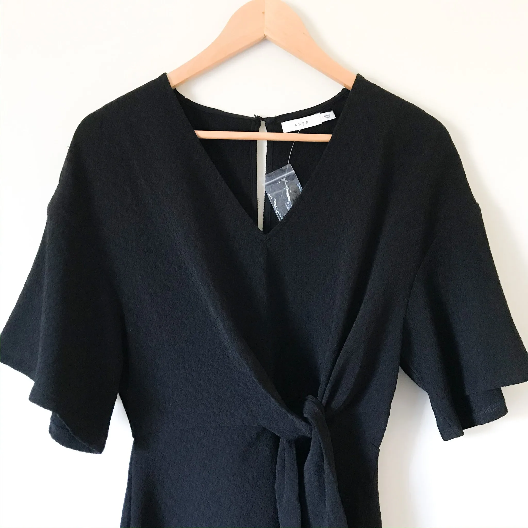 Lush Black Tie Waist Romper- Size S