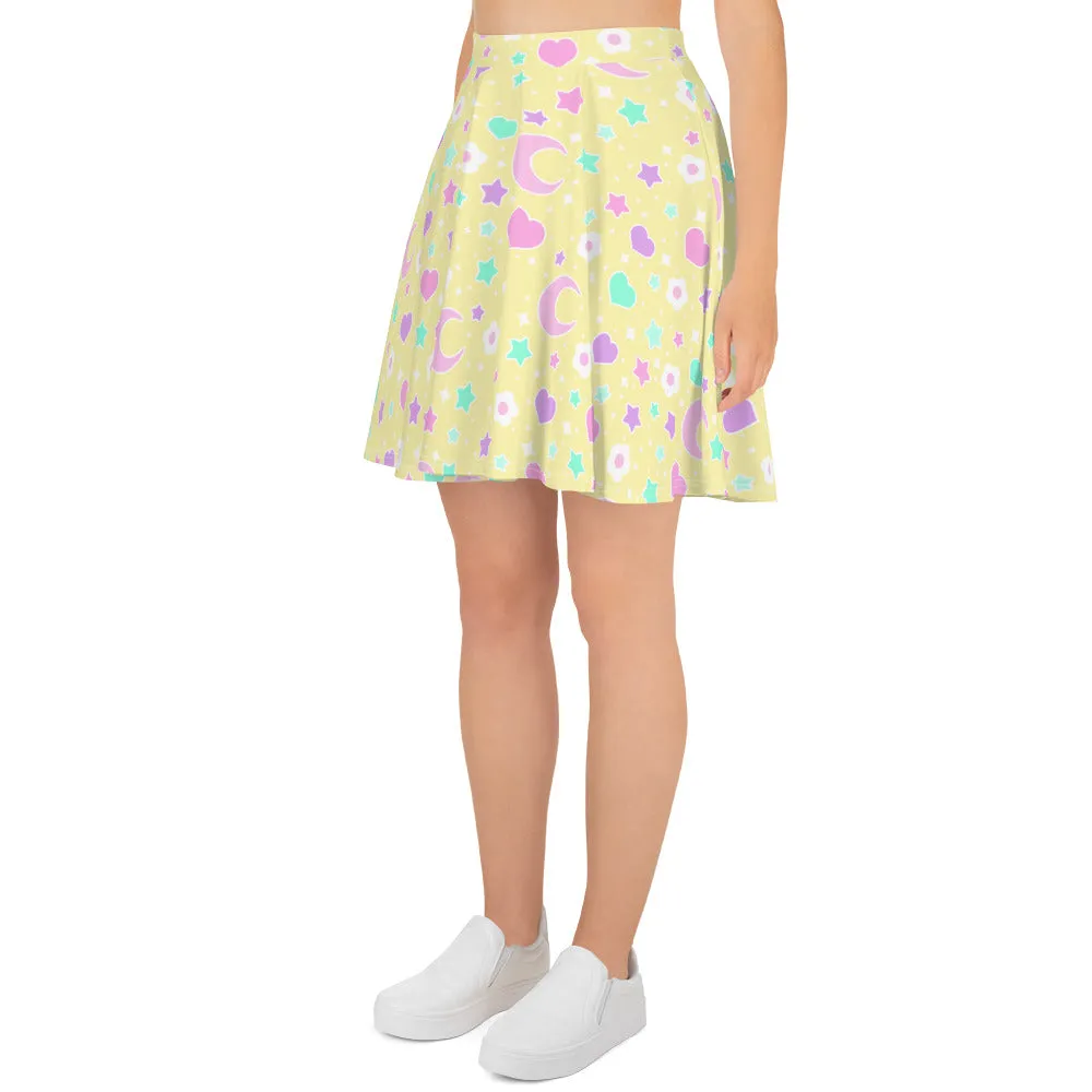 Magical Spring Yellow Skater Skirt