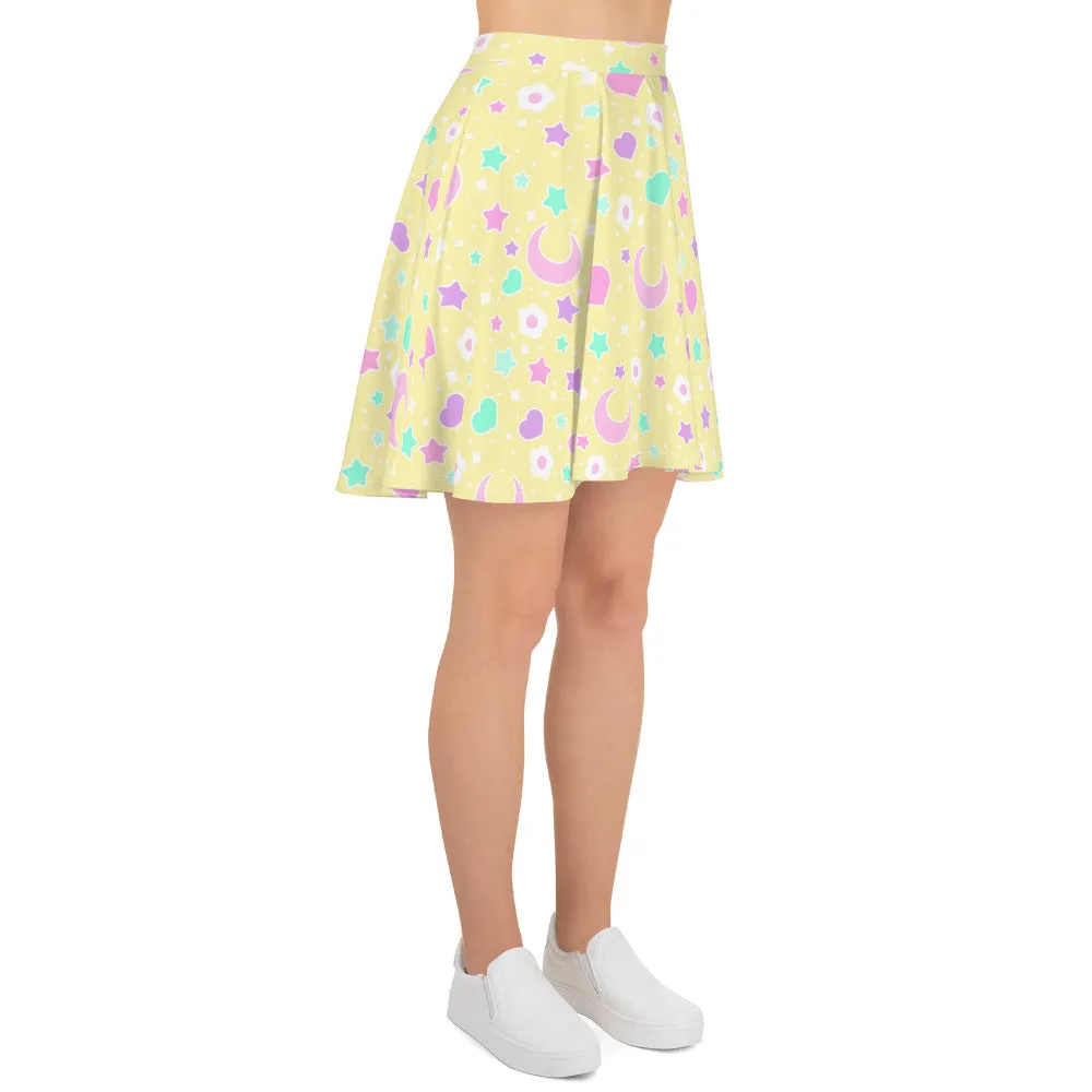 Magical Spring Yellow Skater Skirt