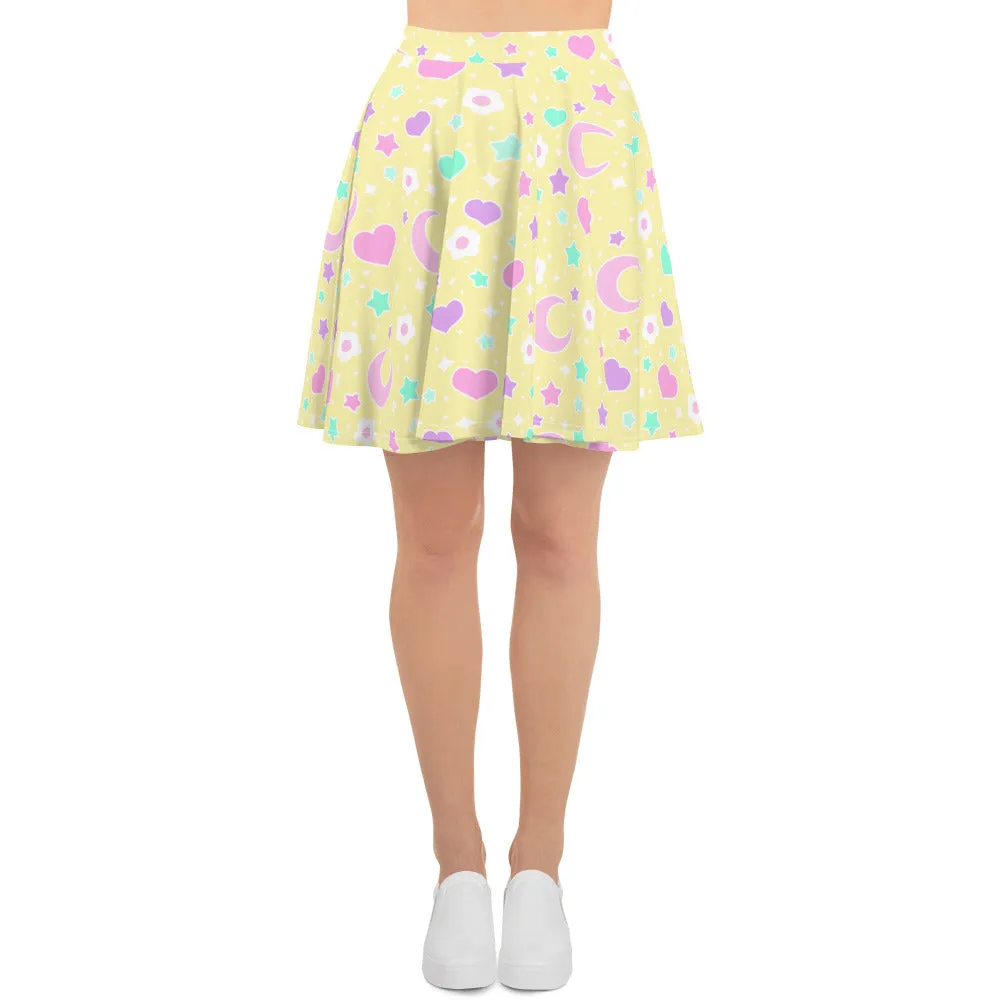 Magical Spring Yellow Skater Skirt