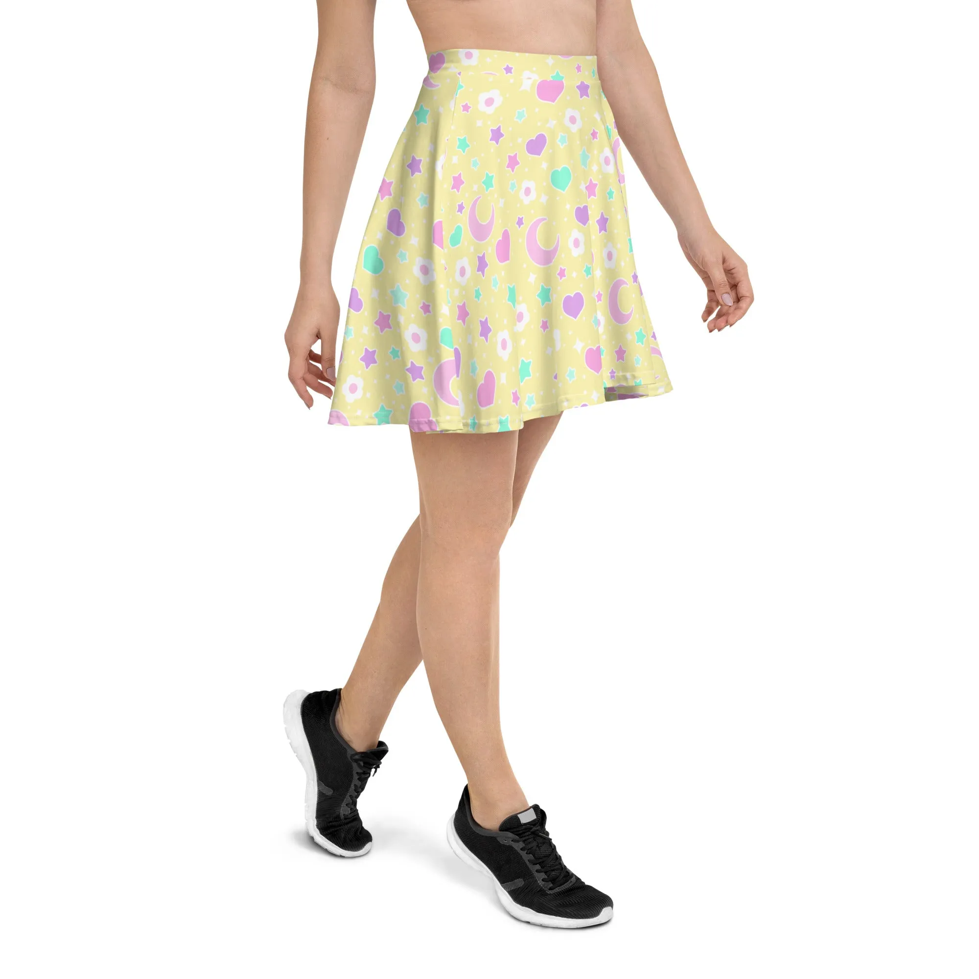 Magical Spring Yellow Skater Skirt