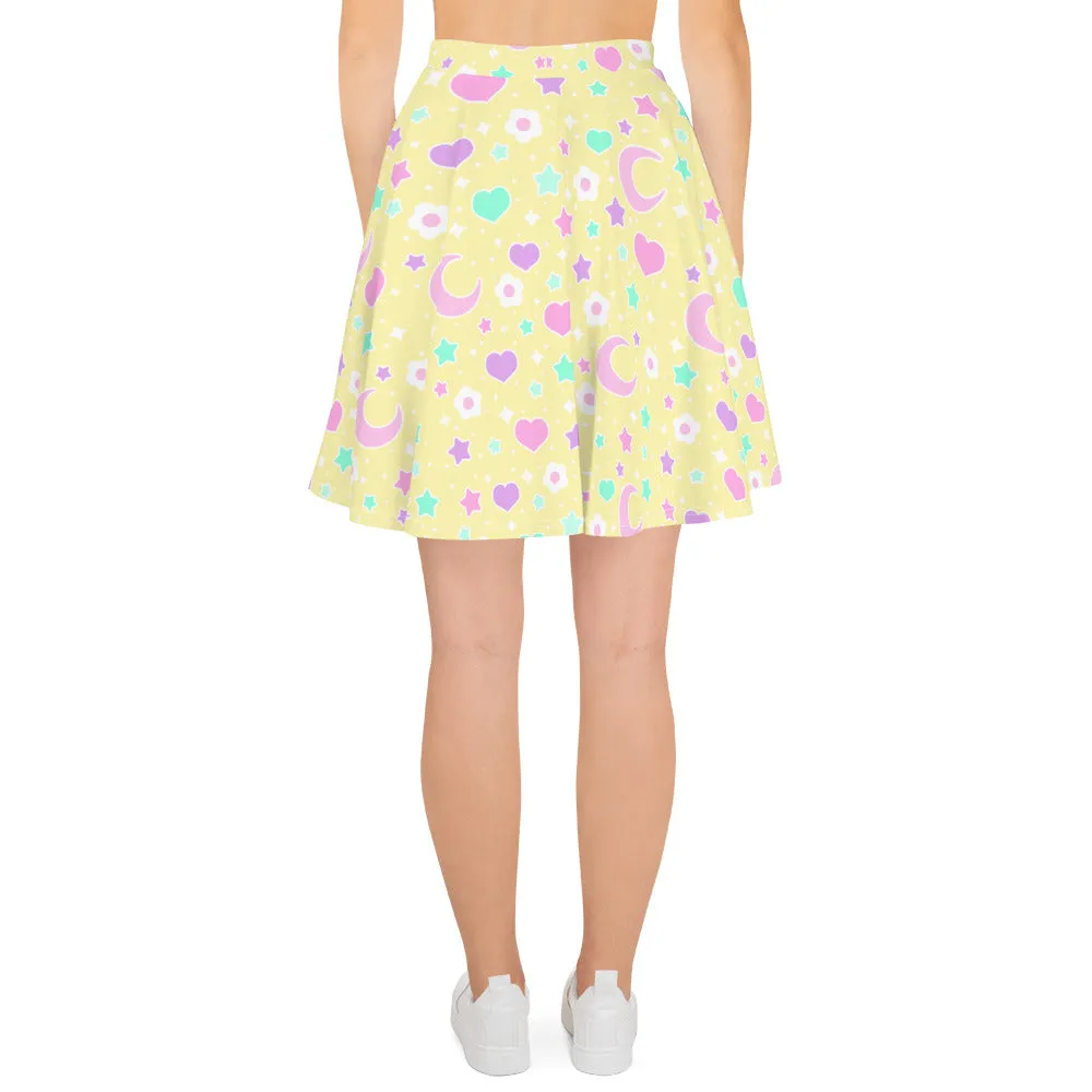 Magical Spring Yellow Skater Skirt