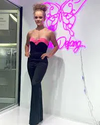 Marc Defang 8171 size 8 Black/Pink Strapless Pageant Jumpsuit Satin Sweetheart Formal