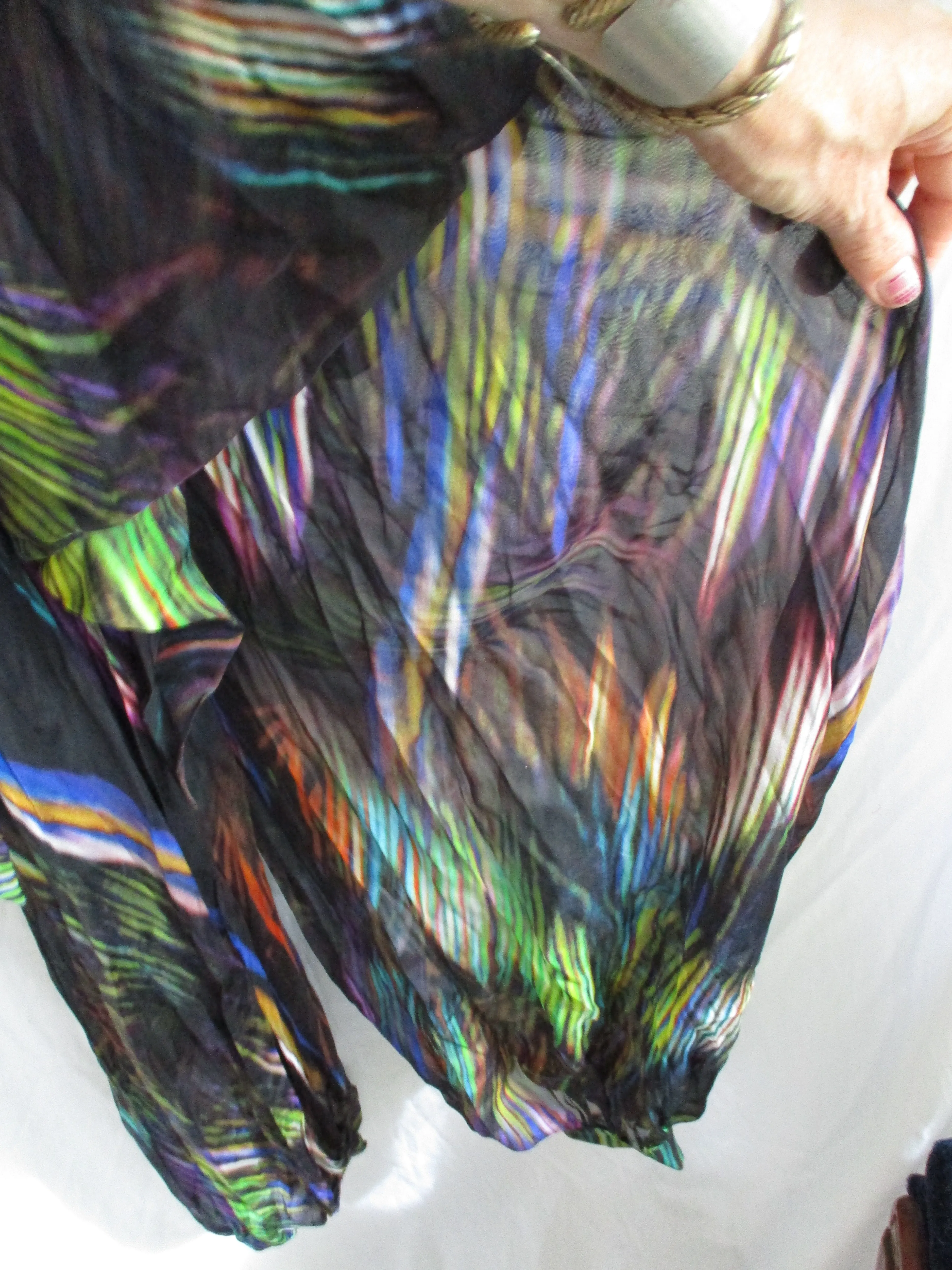 MATTHEW WILLIAMSON ESCAPE SILK PANTSUIT Bodysuit 8 Boho Colorful EUC