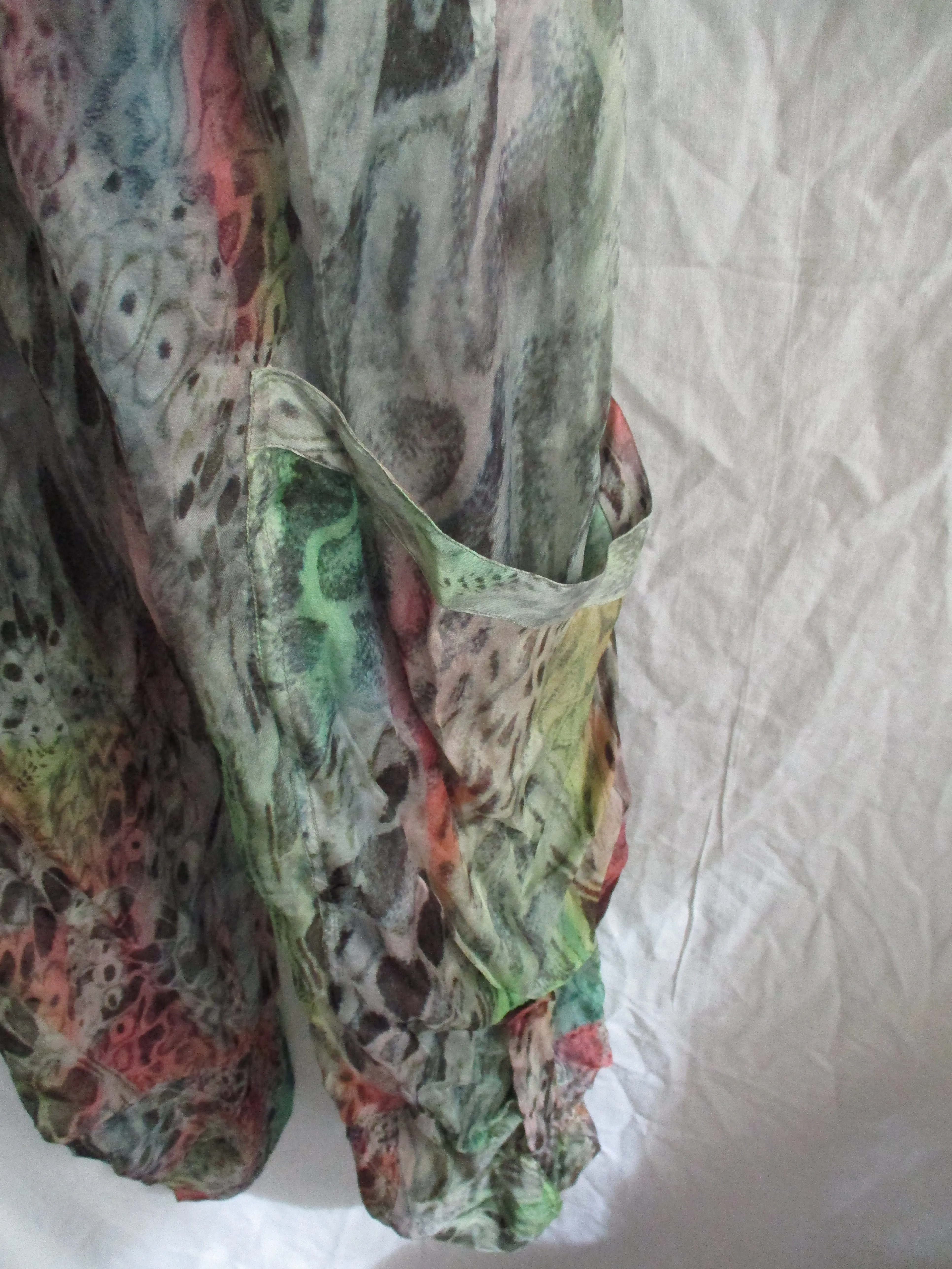 MATTHEW WILLIAMSON ESCAPE SILK PANTSUIT Bodysuit 8 Boho LEOPARD RAINBOW EUC