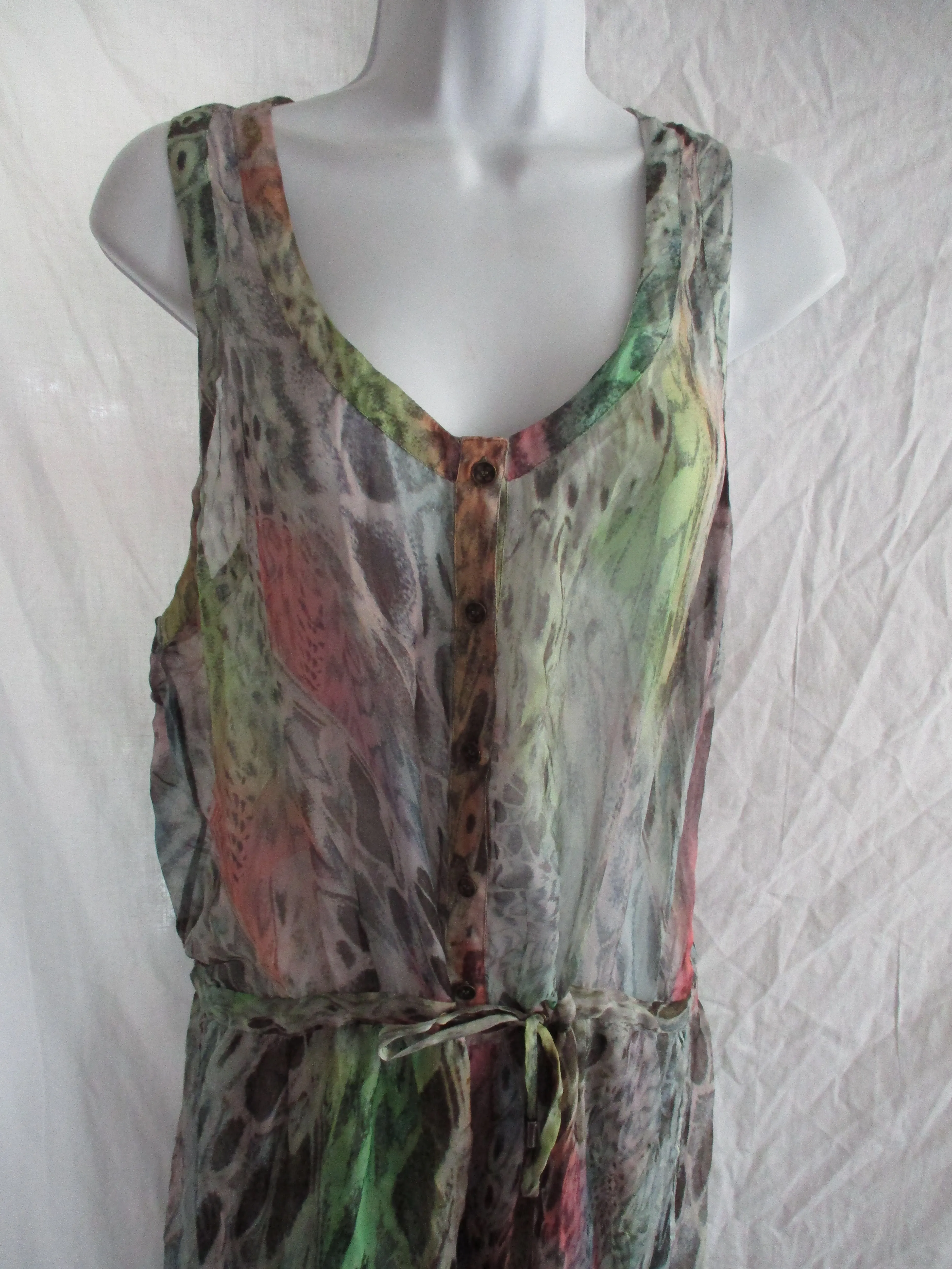 MATTHEW WILLIAMSON ESCAPE SILK PANTSUIT Bodysuit 8 Boho LEOPARD RAINBOW EUC