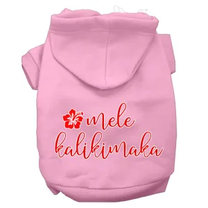 Mele Kalikimaka Screen Print Dog Hoodie Light Pink M