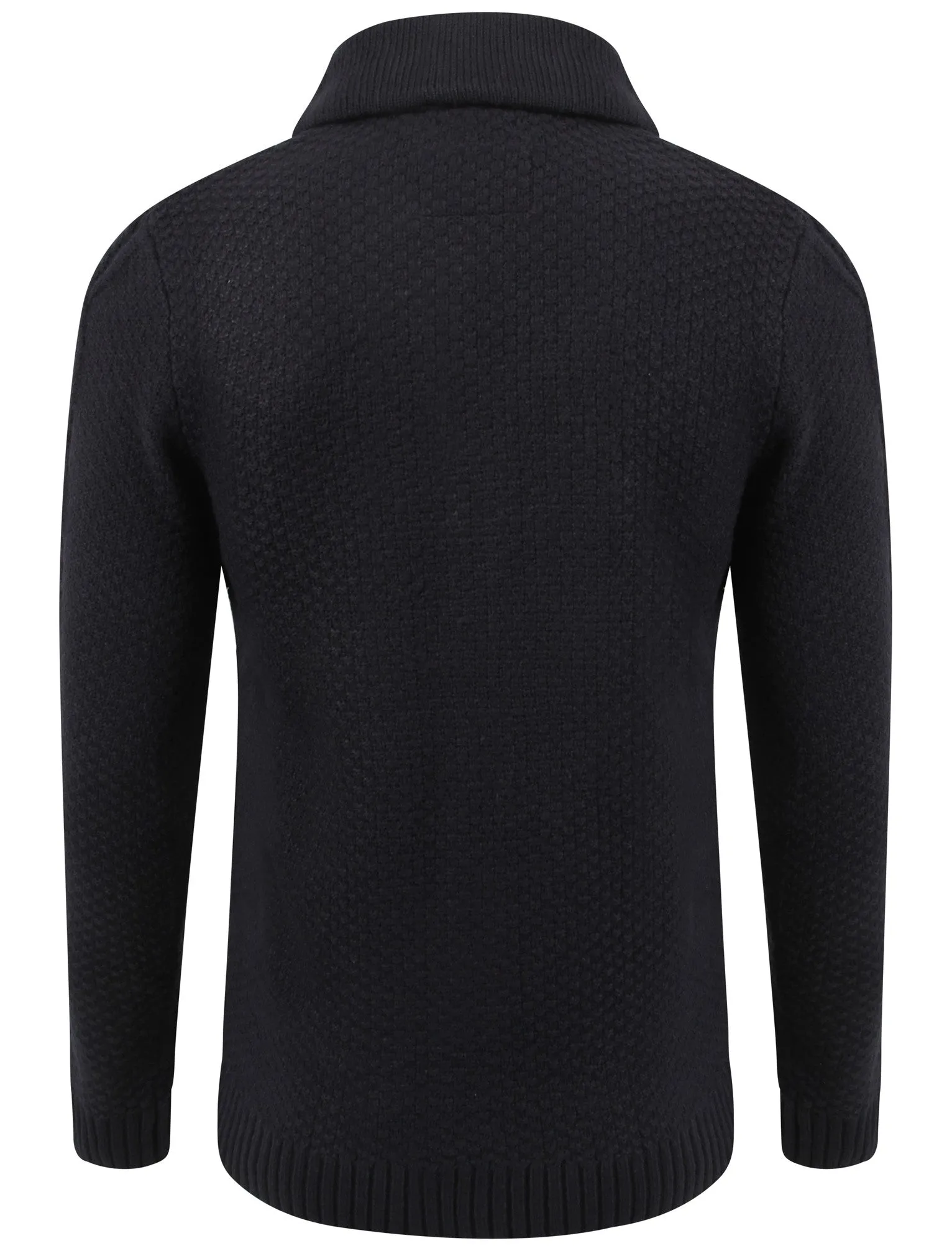 Men's cable knit chunky navy cardigan - Tokyo Laundry