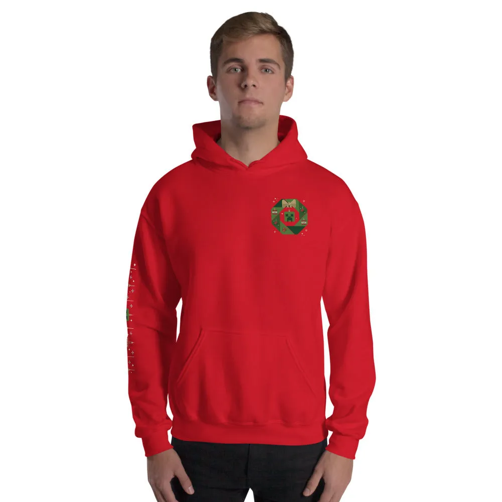 Minecraft Creeper Holiday Wreath Adult Hoodie