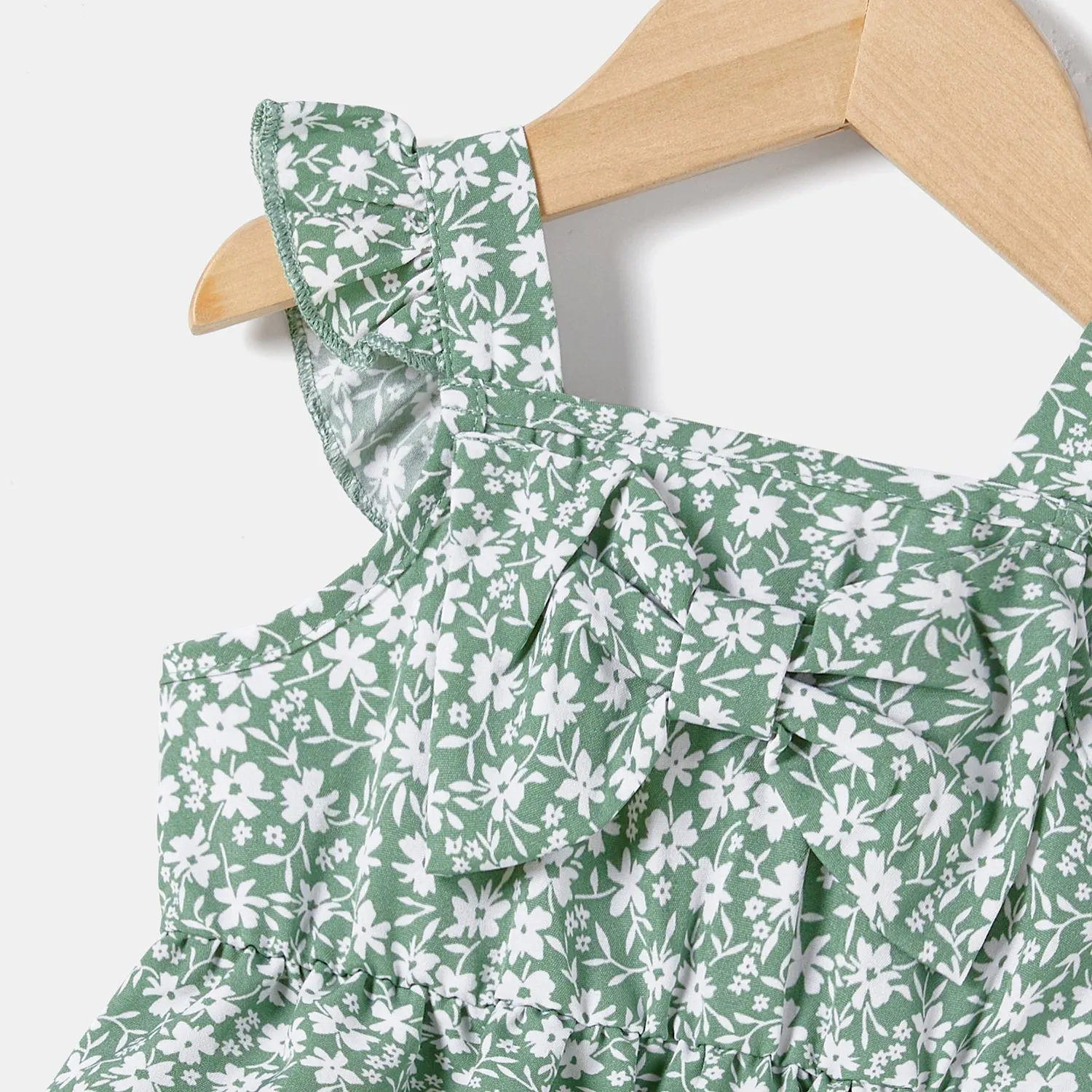 Mommy and Me Allover Floral Print Tie Side Ruffled Wrap Slip Dresses