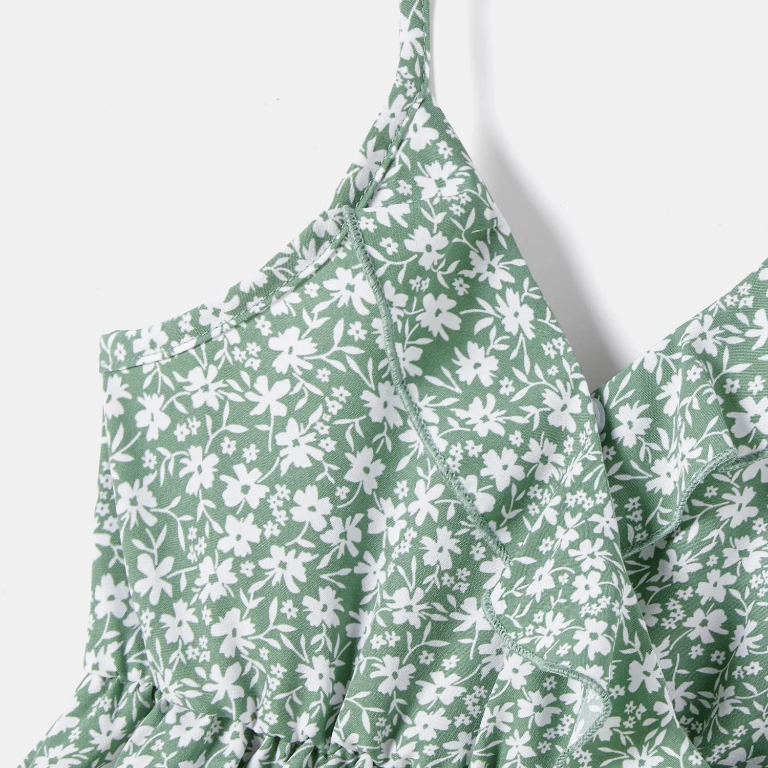 Mommy and Me Allover Floral Print Tie Side Ruffled Wrap Slip Dresses