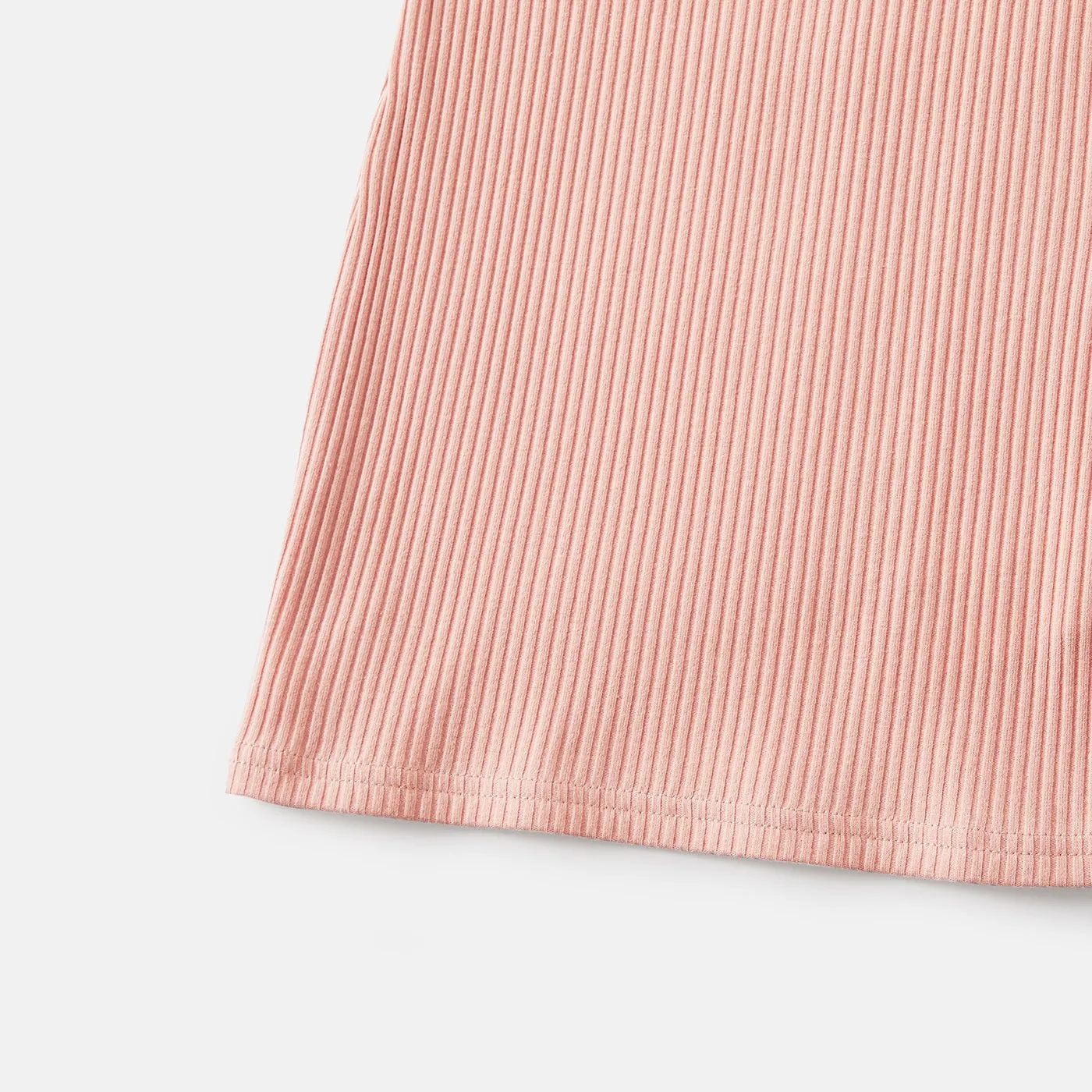 Mommy and Me Pink Cotton Ribbed Heart & Letter Print Short-sleeve Bodycon Dresses