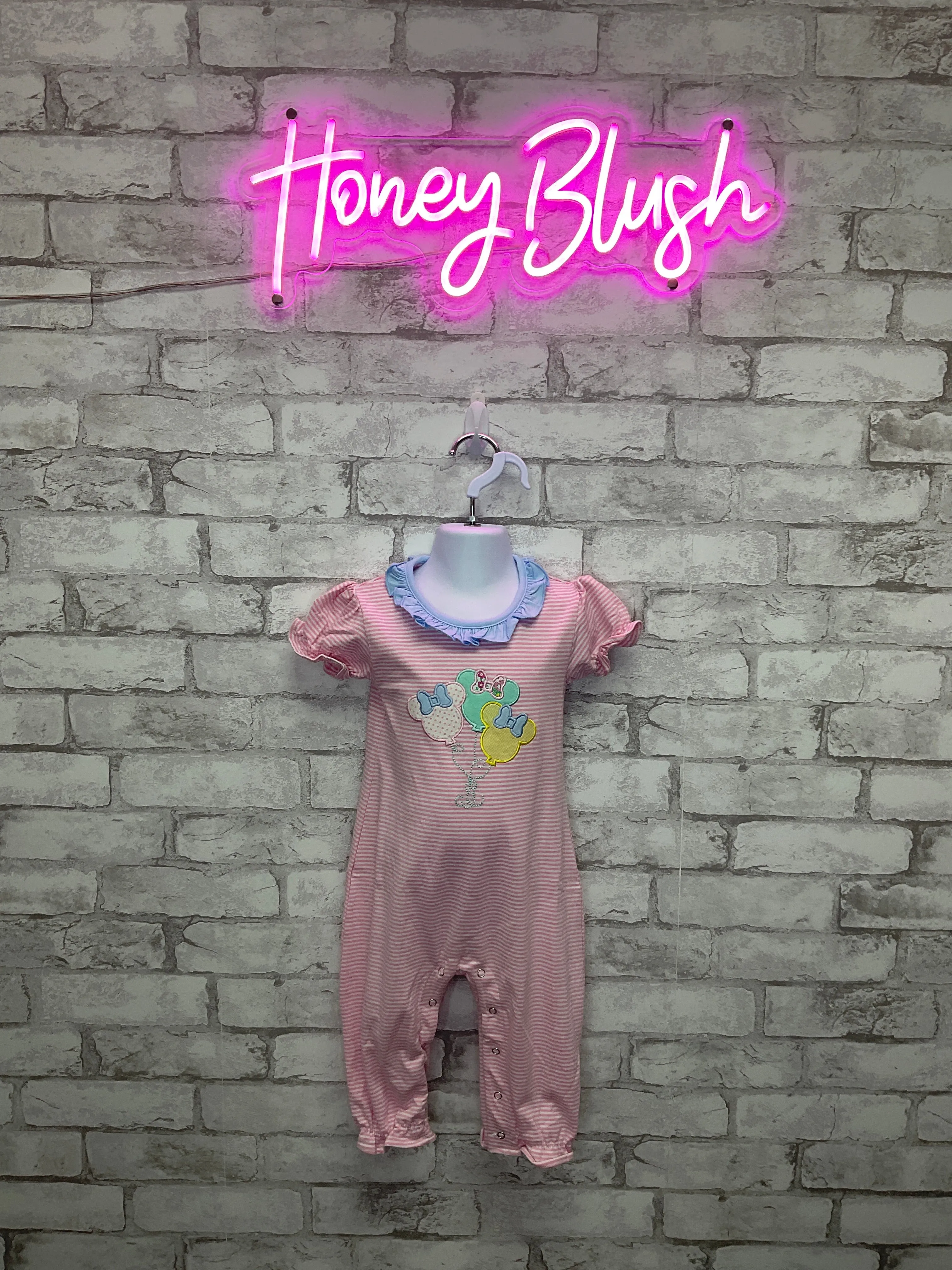 Mouse Balloon Appliqué Girl Romper