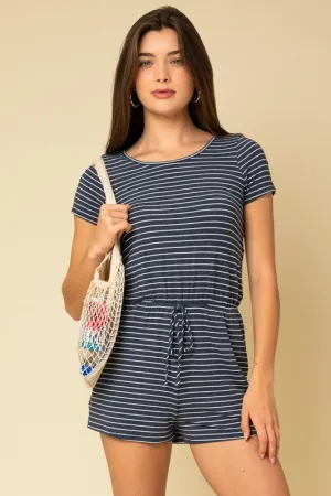 Navy Back Twist Romper