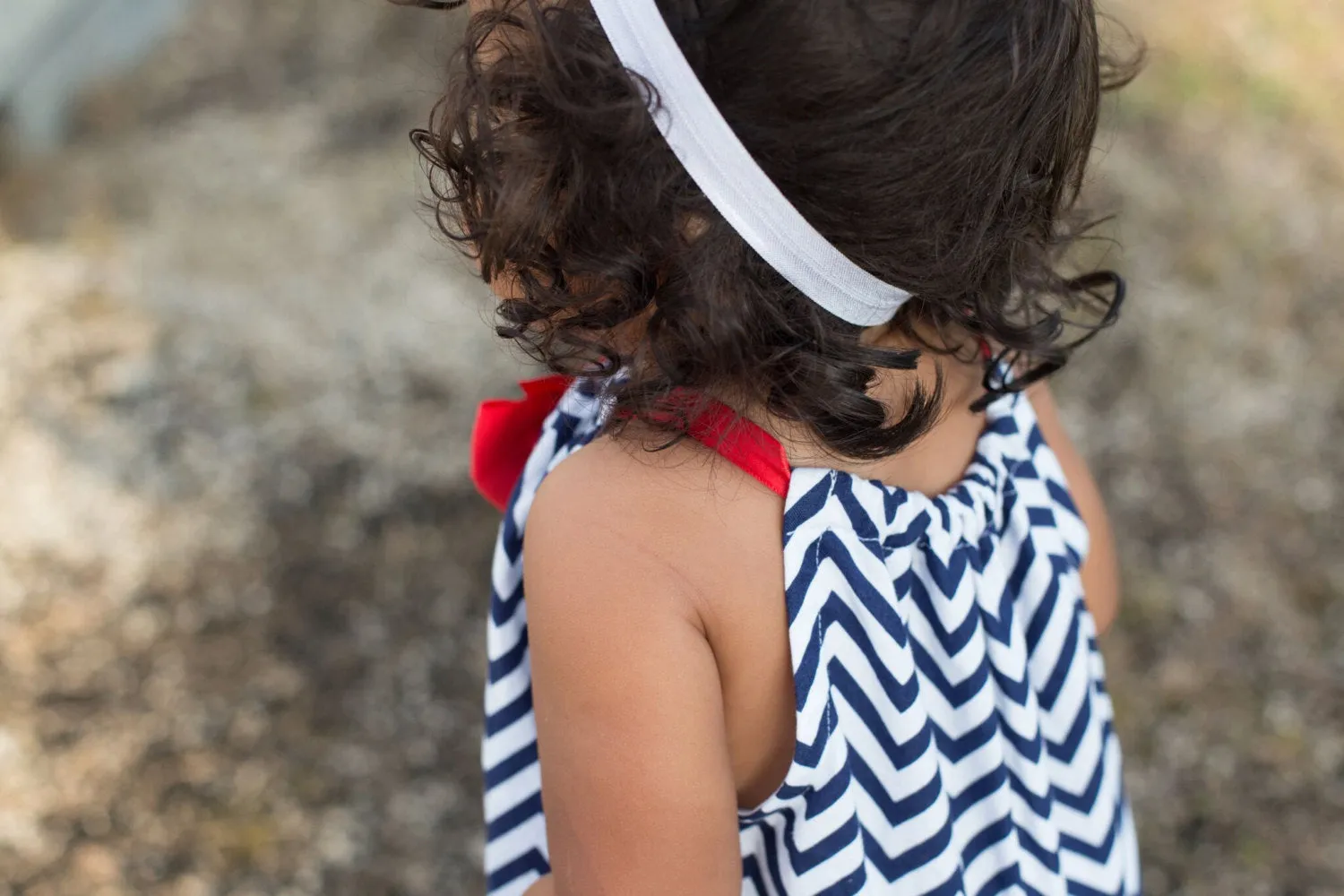 Navy Chevron Baby Romper