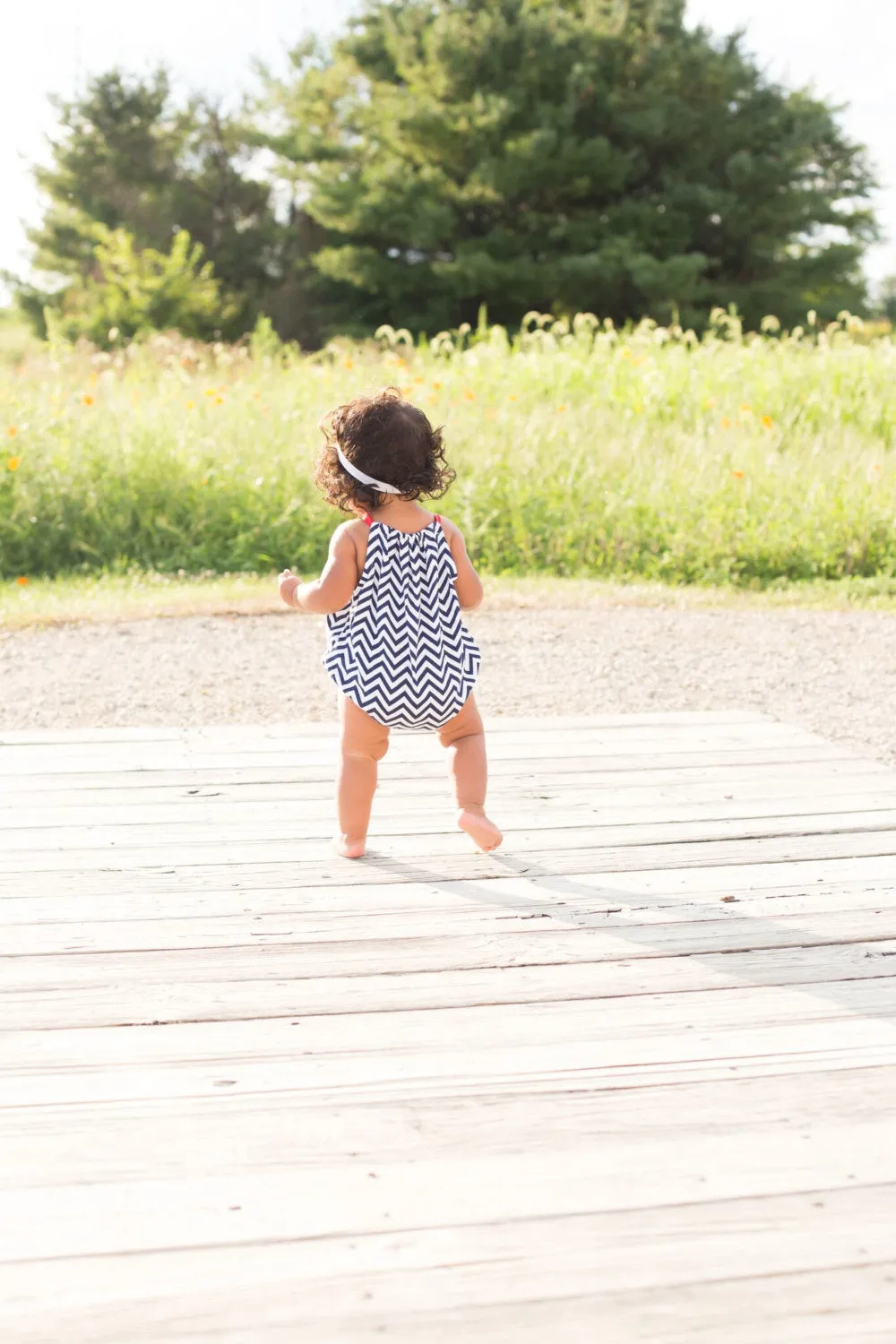 Navy Chevron Baby Romper
