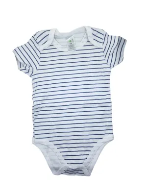 Navy   White Thin Striped Short Sleeve Romper