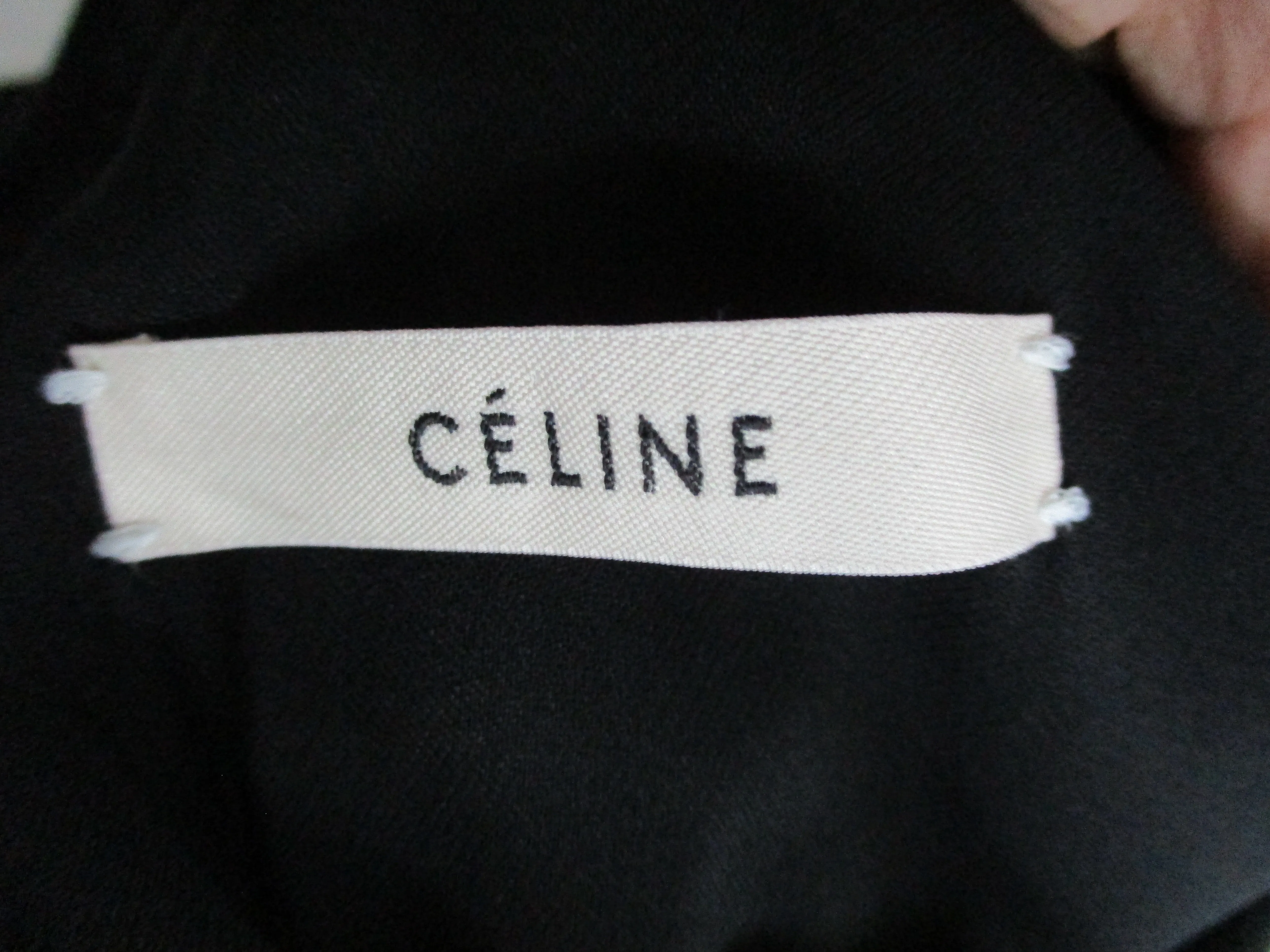 NEW CELINE France Sheer Open Back Slit PANT SUIT Bodysuit 38 BLACK