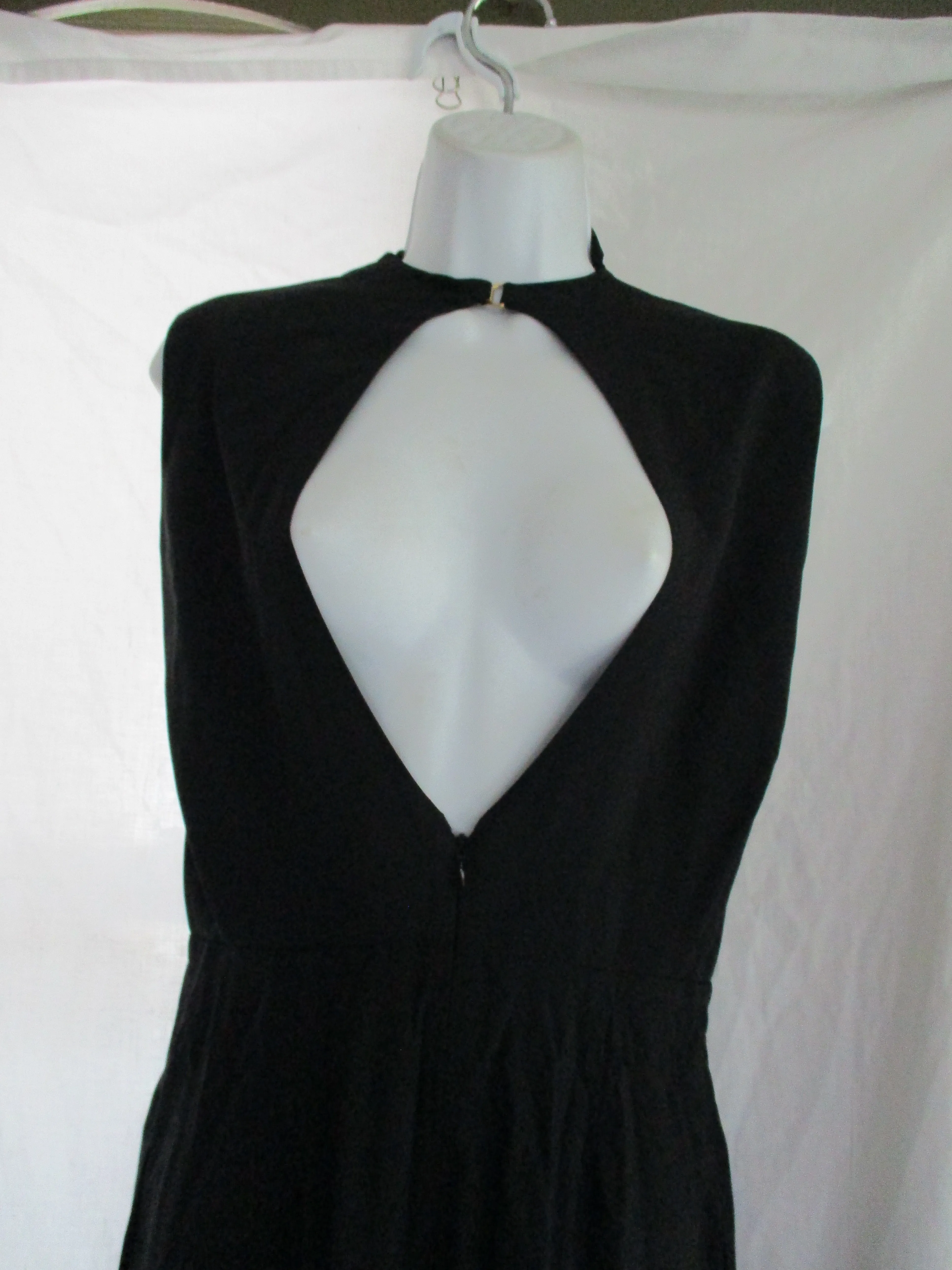 NEW CELINE France Sheer Open Back Slit PANT SUIT Bodysuit 38 BLACK