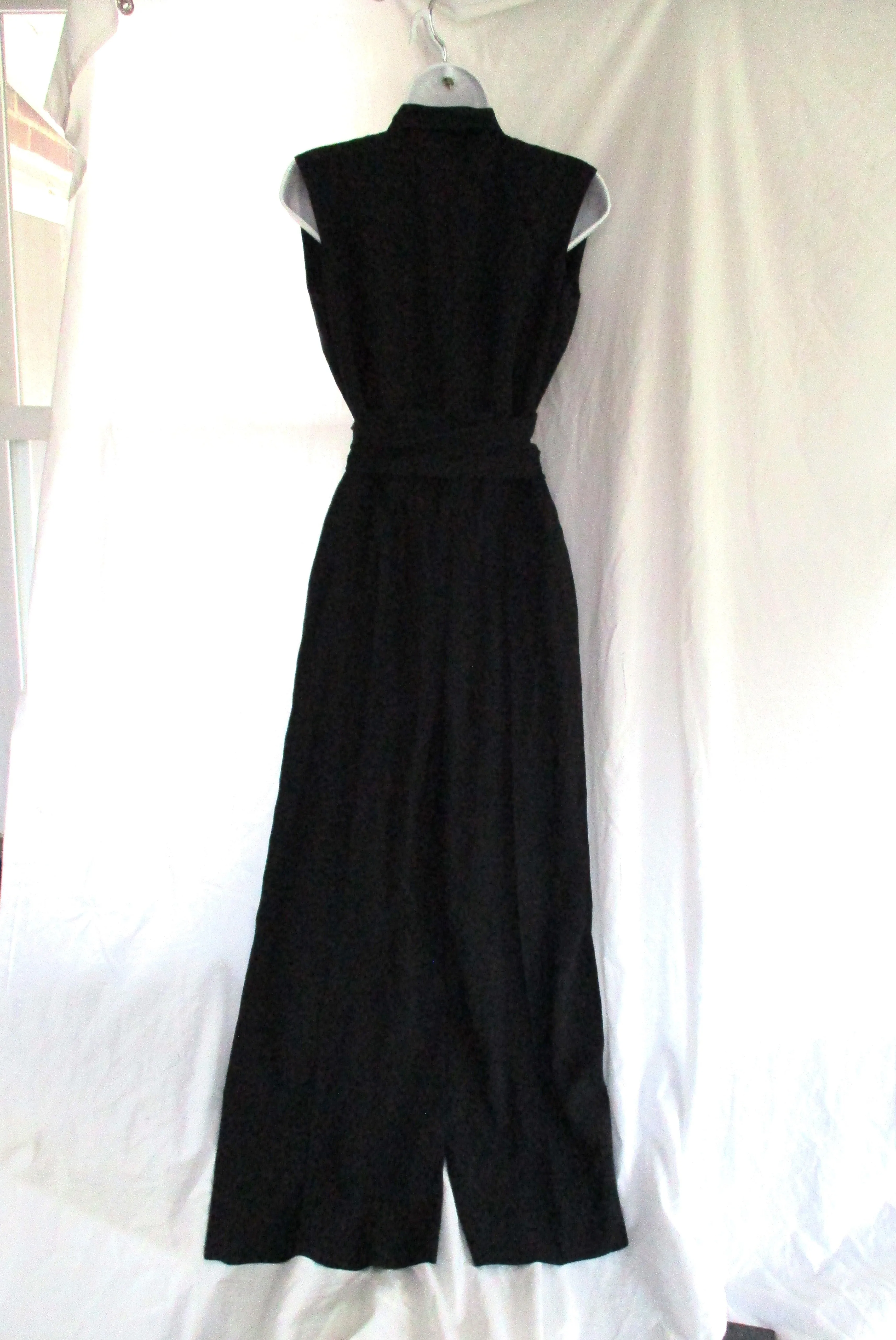 NEW CELINE France Sheer Open Back Slit PANT SUIT Bodysuit 38 BLACK