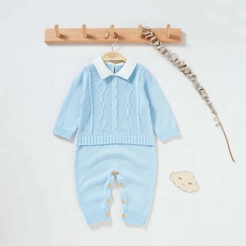Newborn Baby Romper - Turn-down Collar One Piece (3-18M)