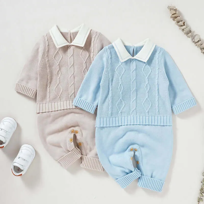 Newborn Baby Romper - Turn-down Collar One Piece (3-18M)