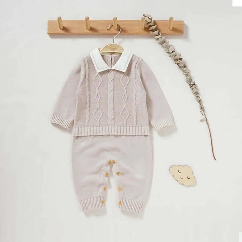 Newborn Baby Romper - Turn-down Collar One Piece (3-18M)