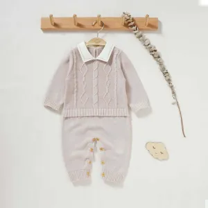 Newborn Baby Romper - Turn-down Collar One Piece (3-18M)