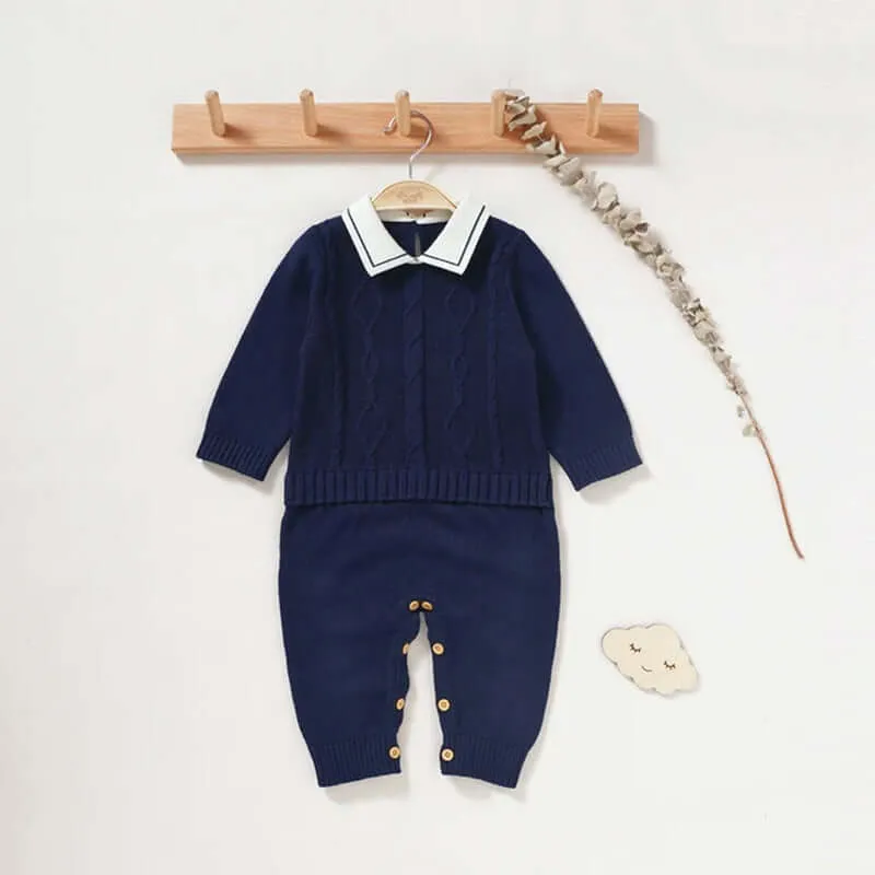Newborn Baby Romper - Turn-down Collar One Piece (3-18M)