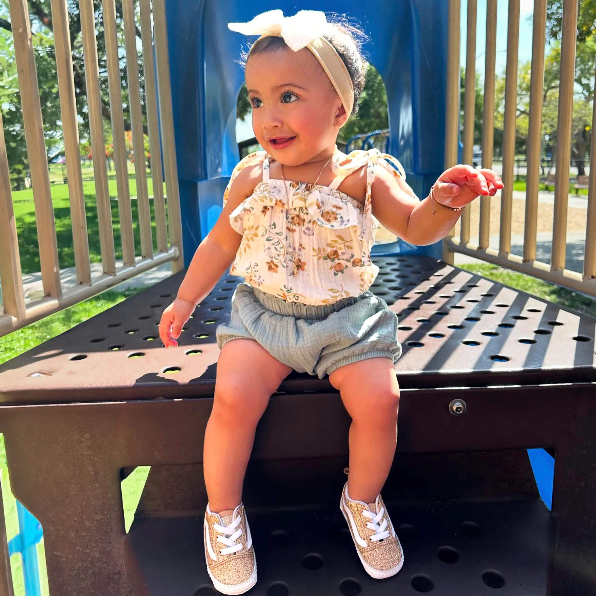 Organic Cotton Baby Girl Strap Romper
