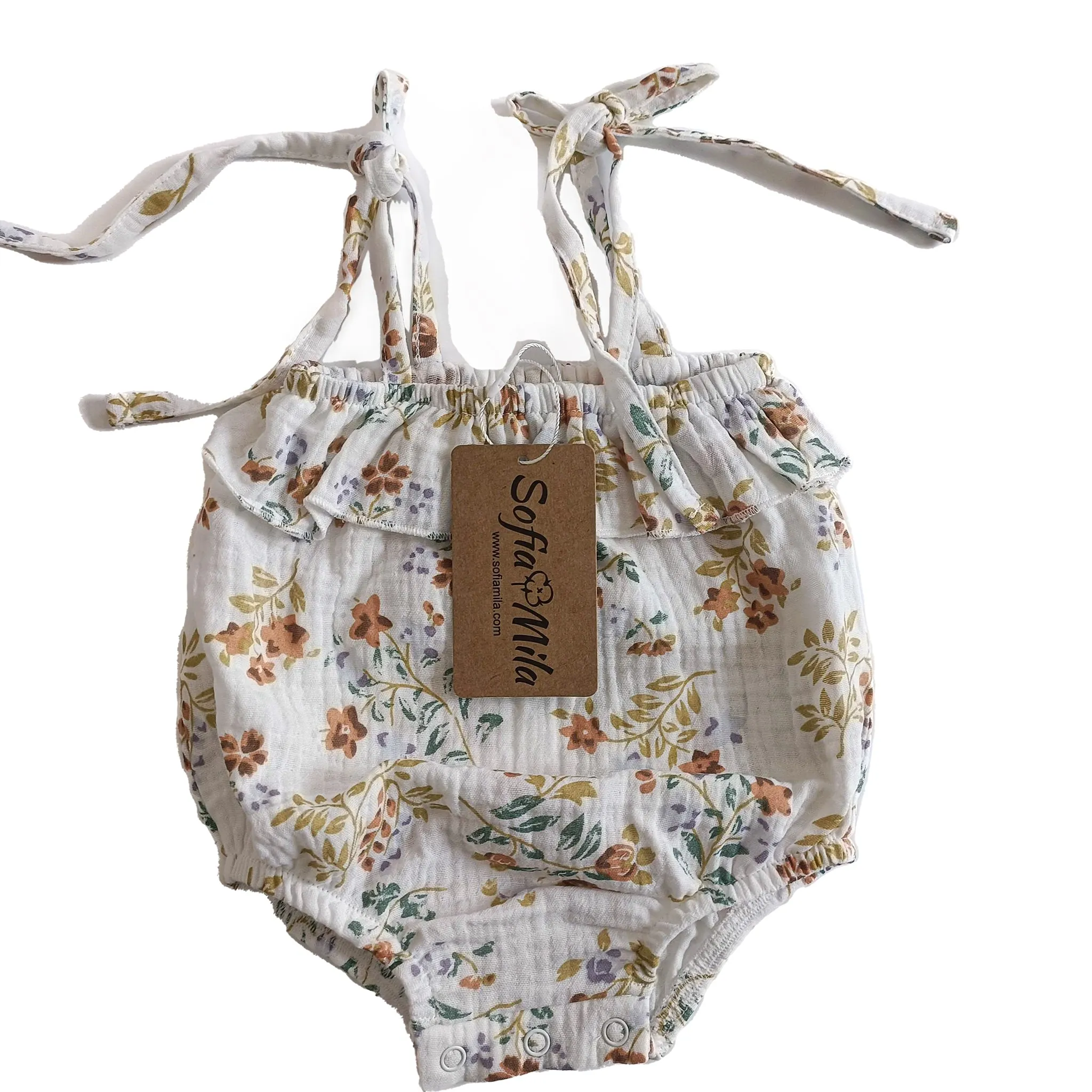 Organic Cotton Baby Girl Strap Romper
