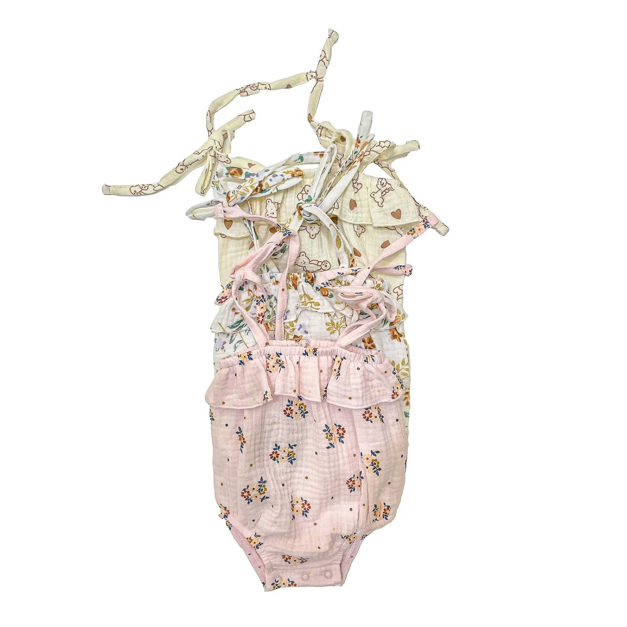 Organic Cotton Baby Girl Strap Romper