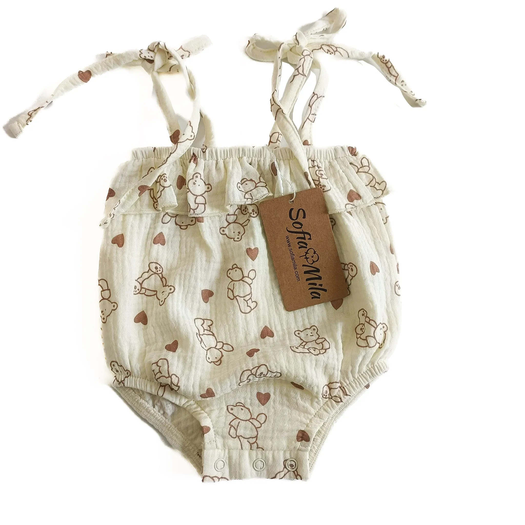 Organic Cotton Baby Girl Strap Romper