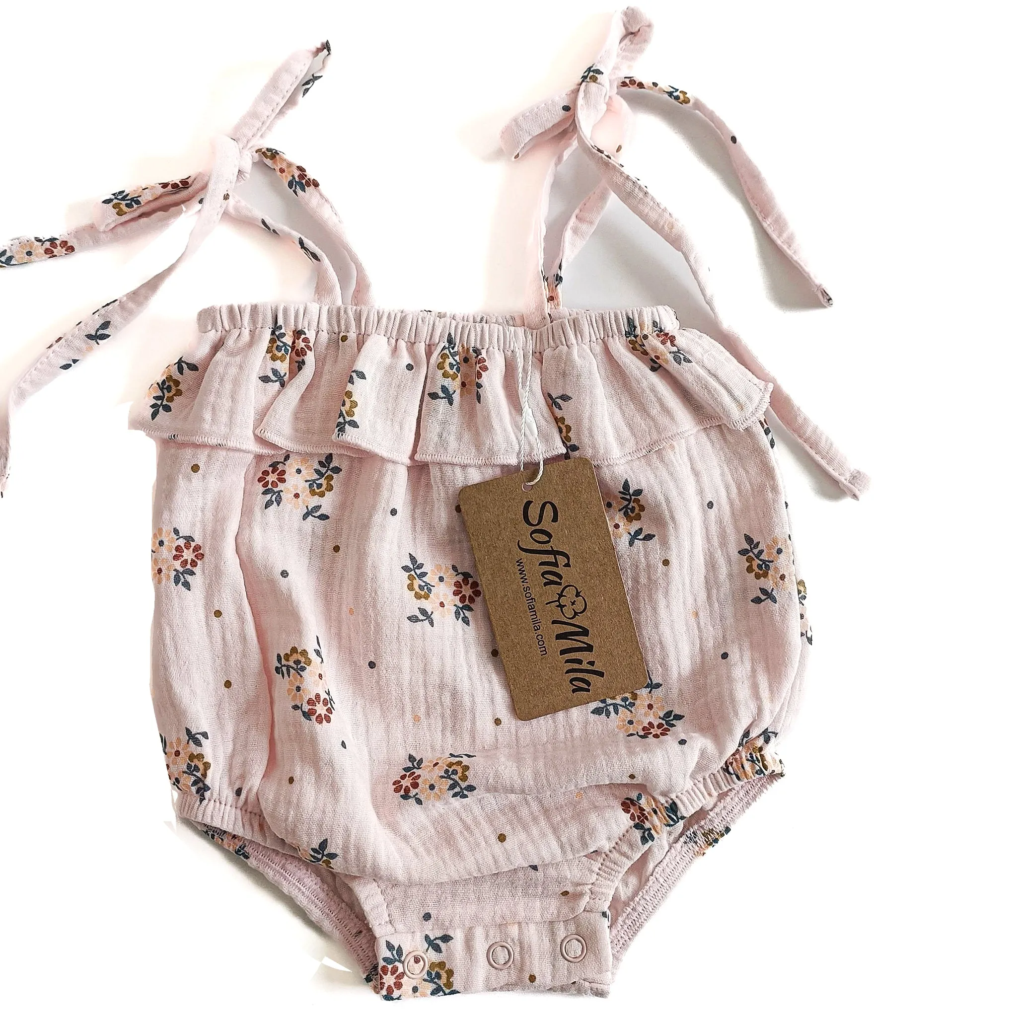 Organic Cotton Baby Girl Strap Romper