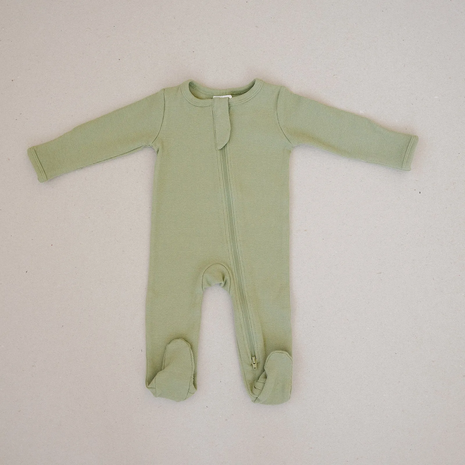 Organic Footed Zipper One Piece - Eucalyptus