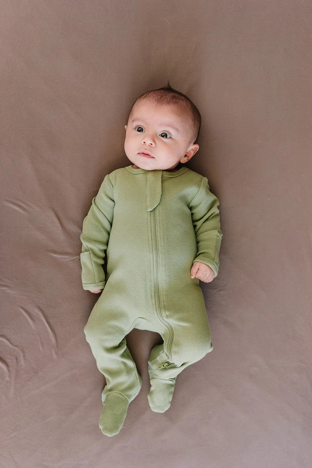 Organic Footed Zipper One Piece - Eucalyptus