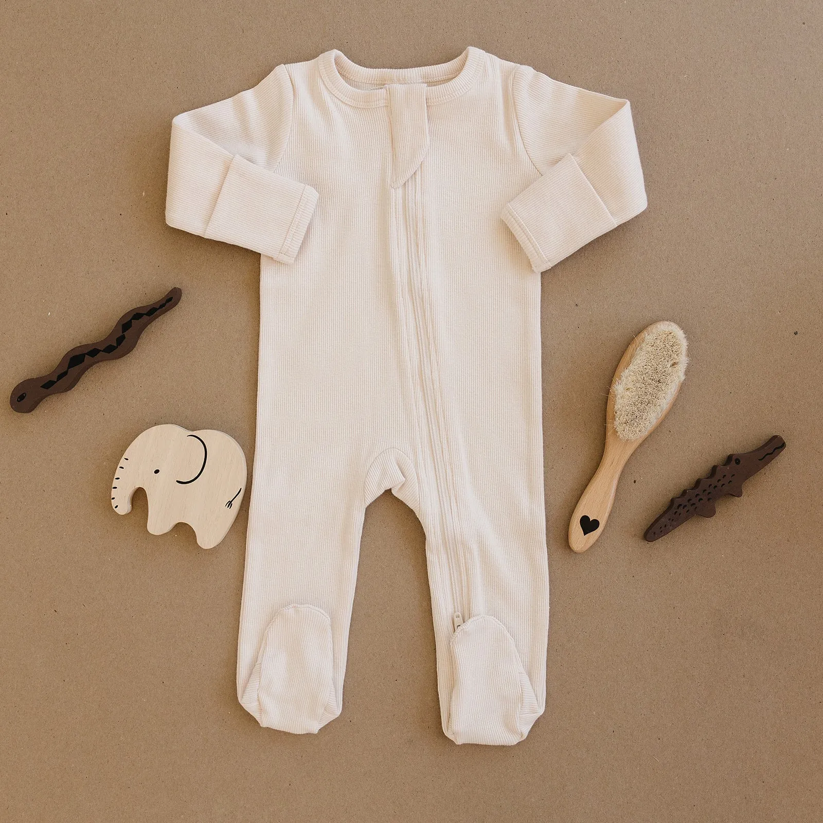 Organic Footed Zipper One Piece - Moon