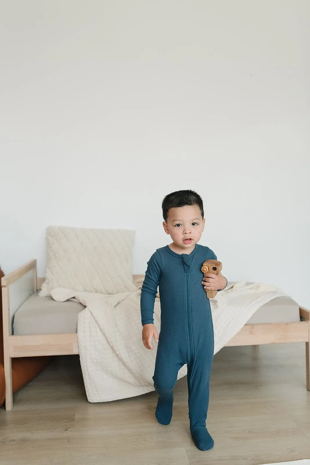 Organic Footed Zipper One Piece - Navy