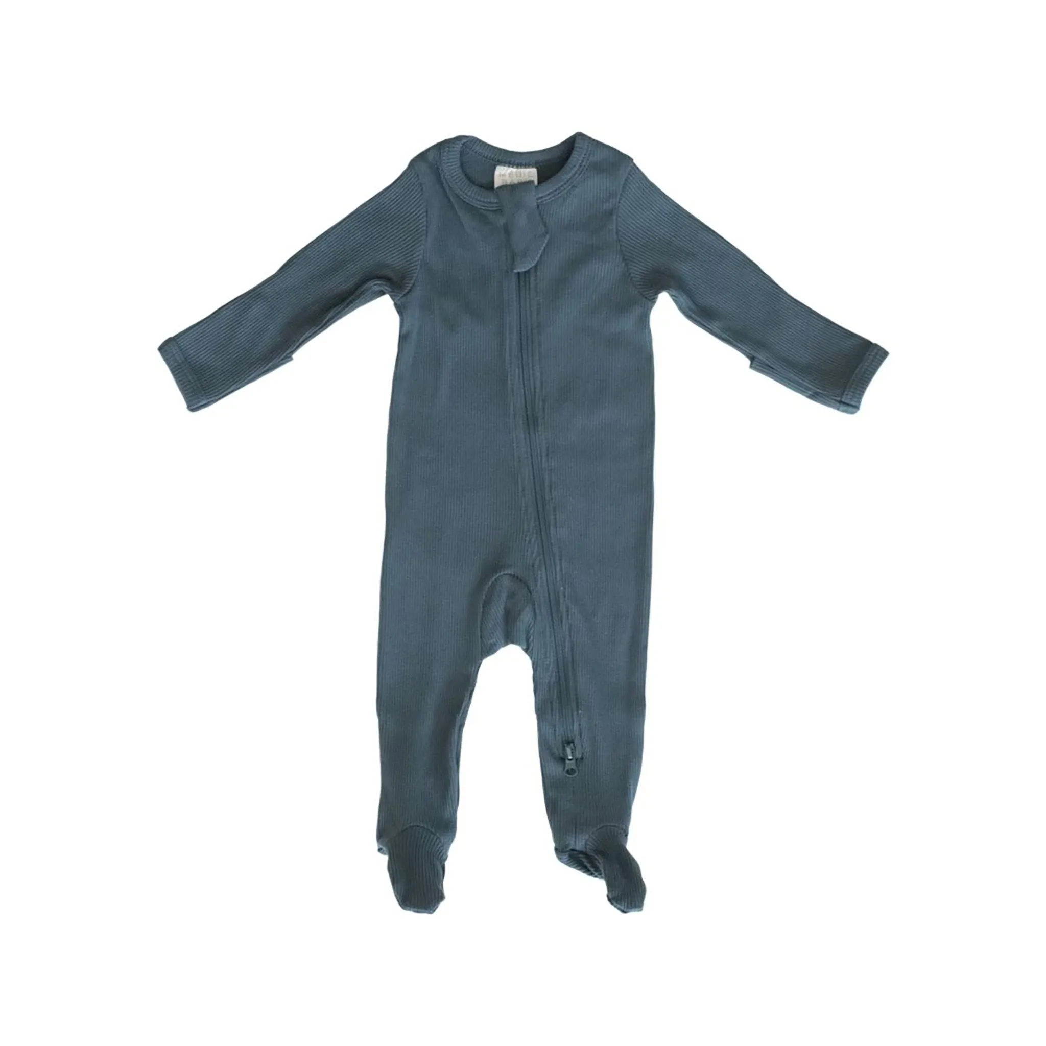 Organic Footed Zipper One Piece - Navy