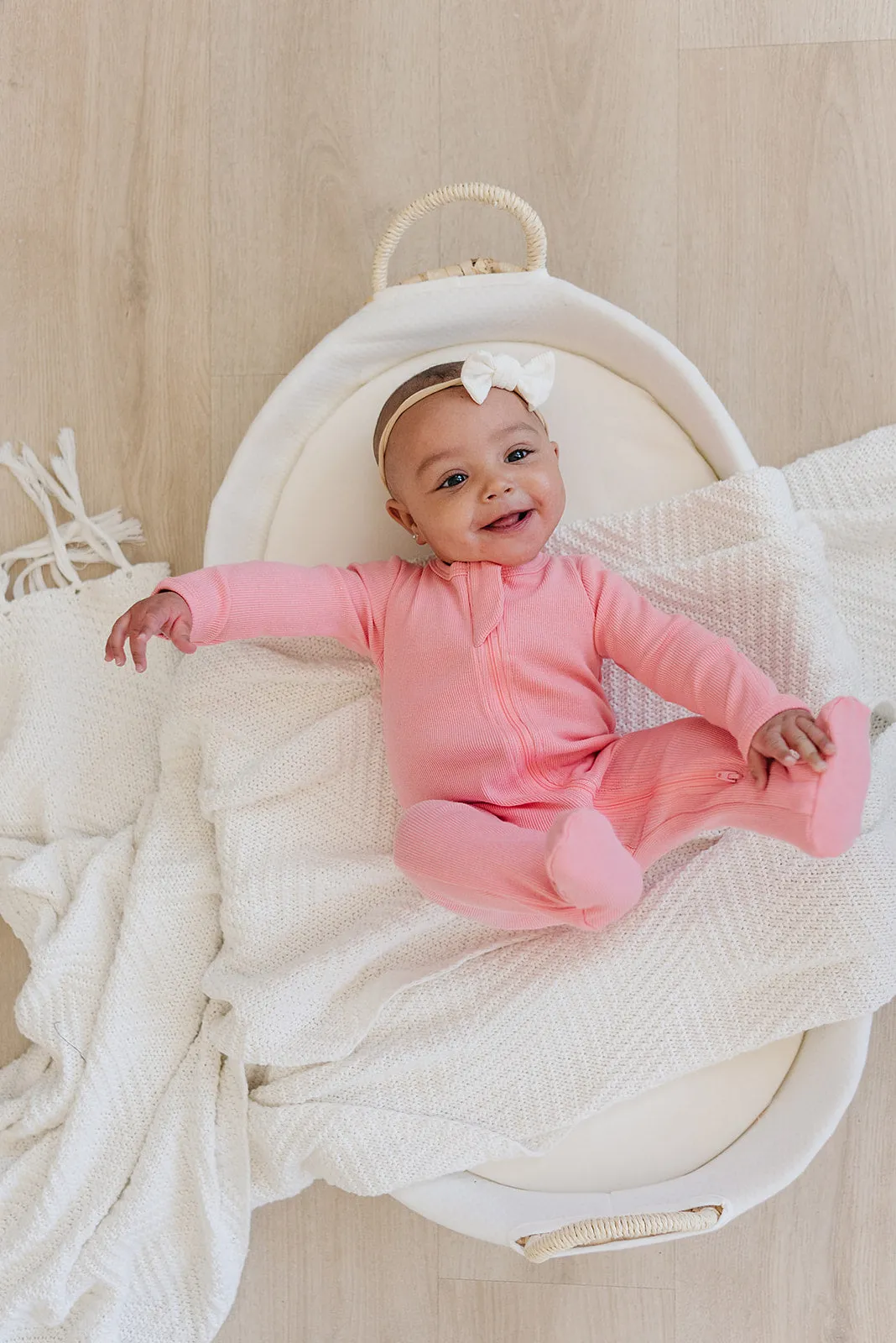 Organic Footed Zipper One Piece - Pink Poppy