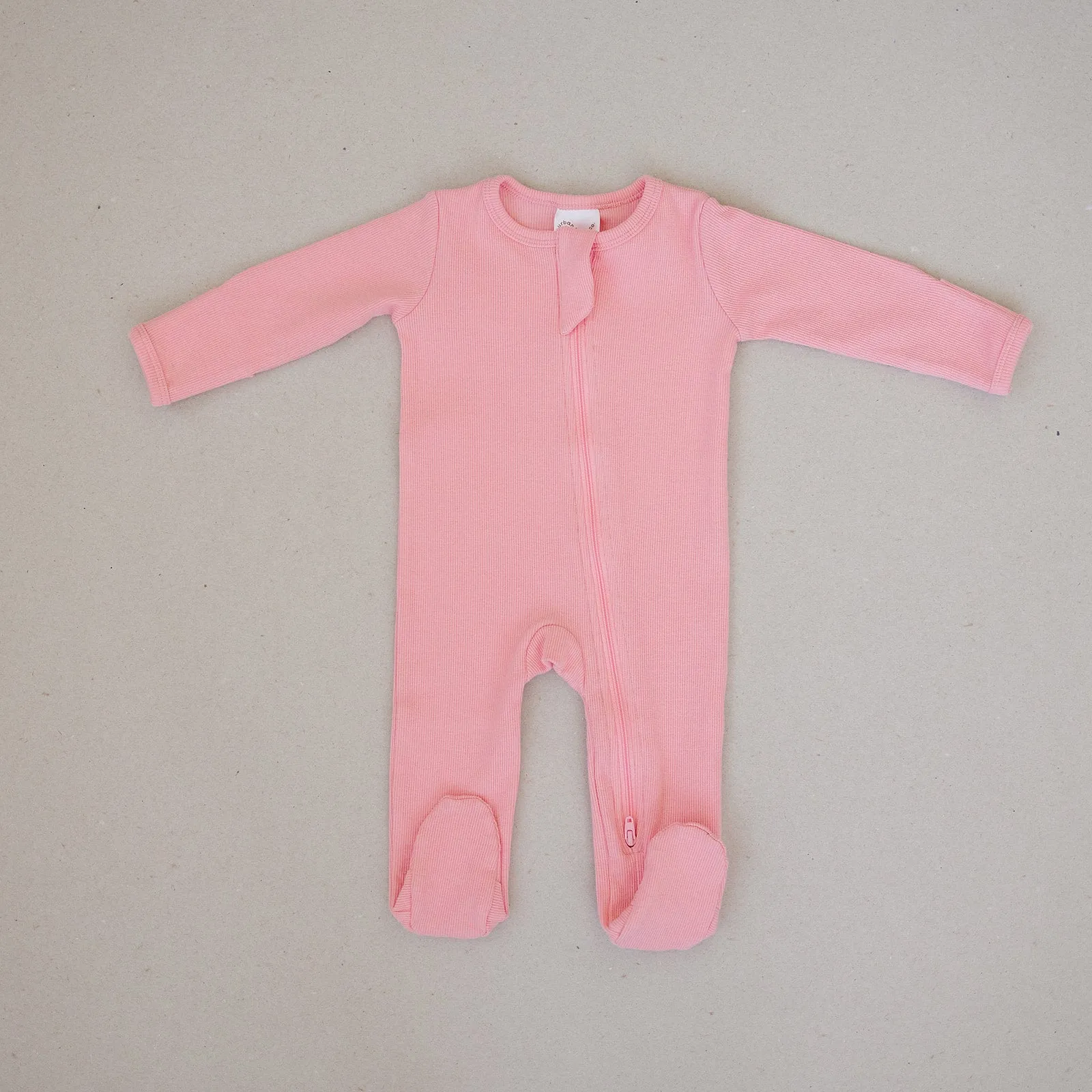 Organic Footed Zipper One Piece - Pink Poppy