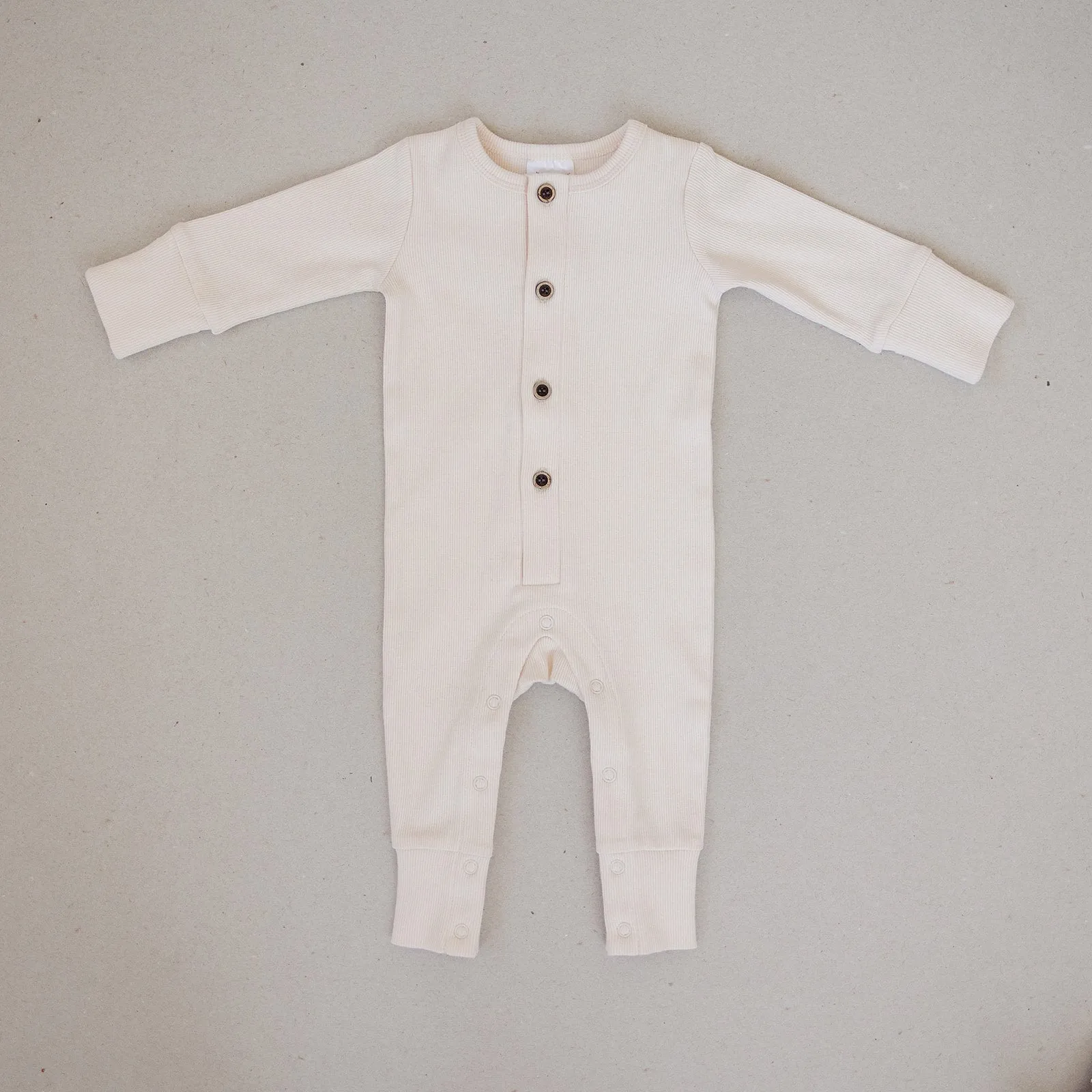 Organic Ribbed Button One Piece - Cloud