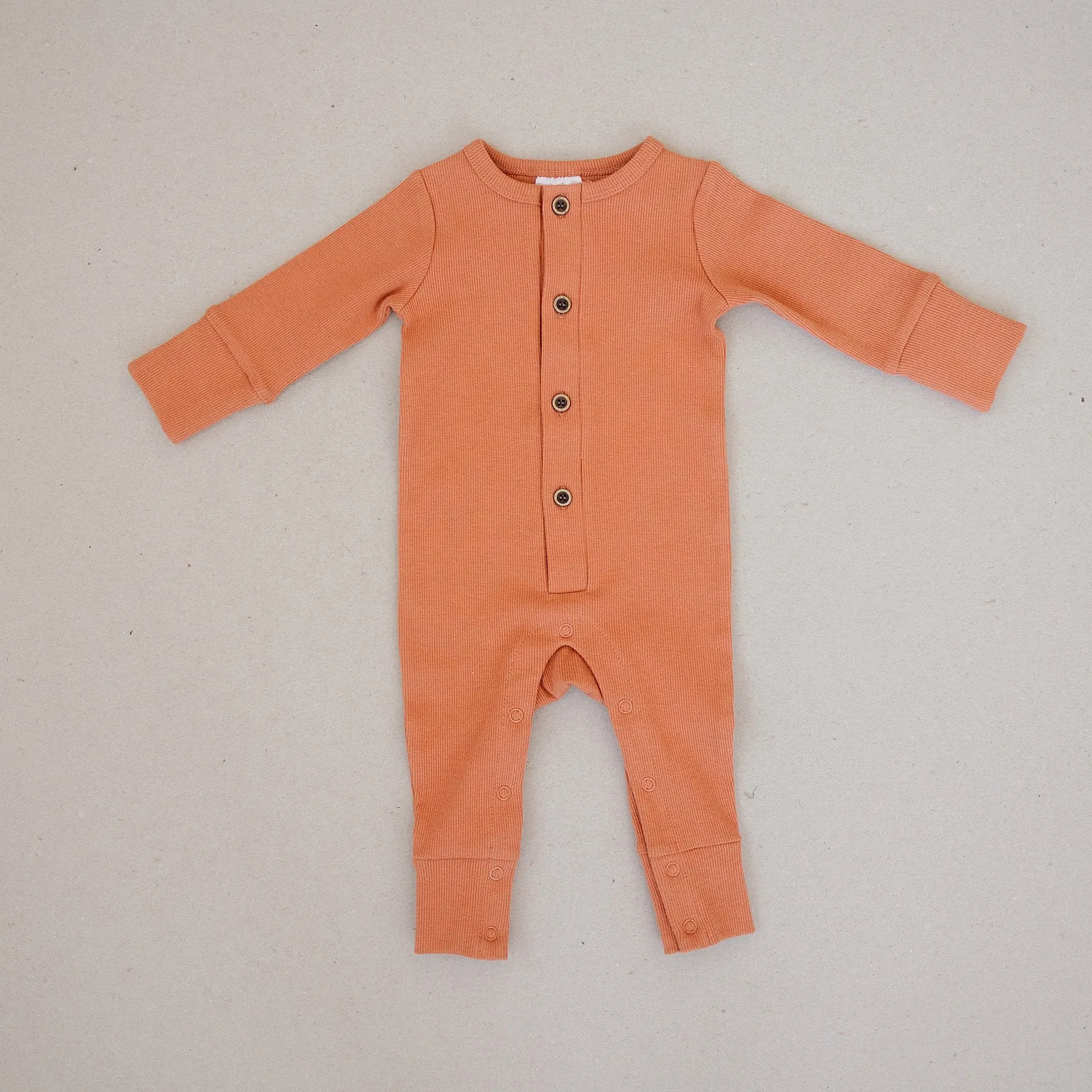 Organic Ribbed Button One Piece - Sienna