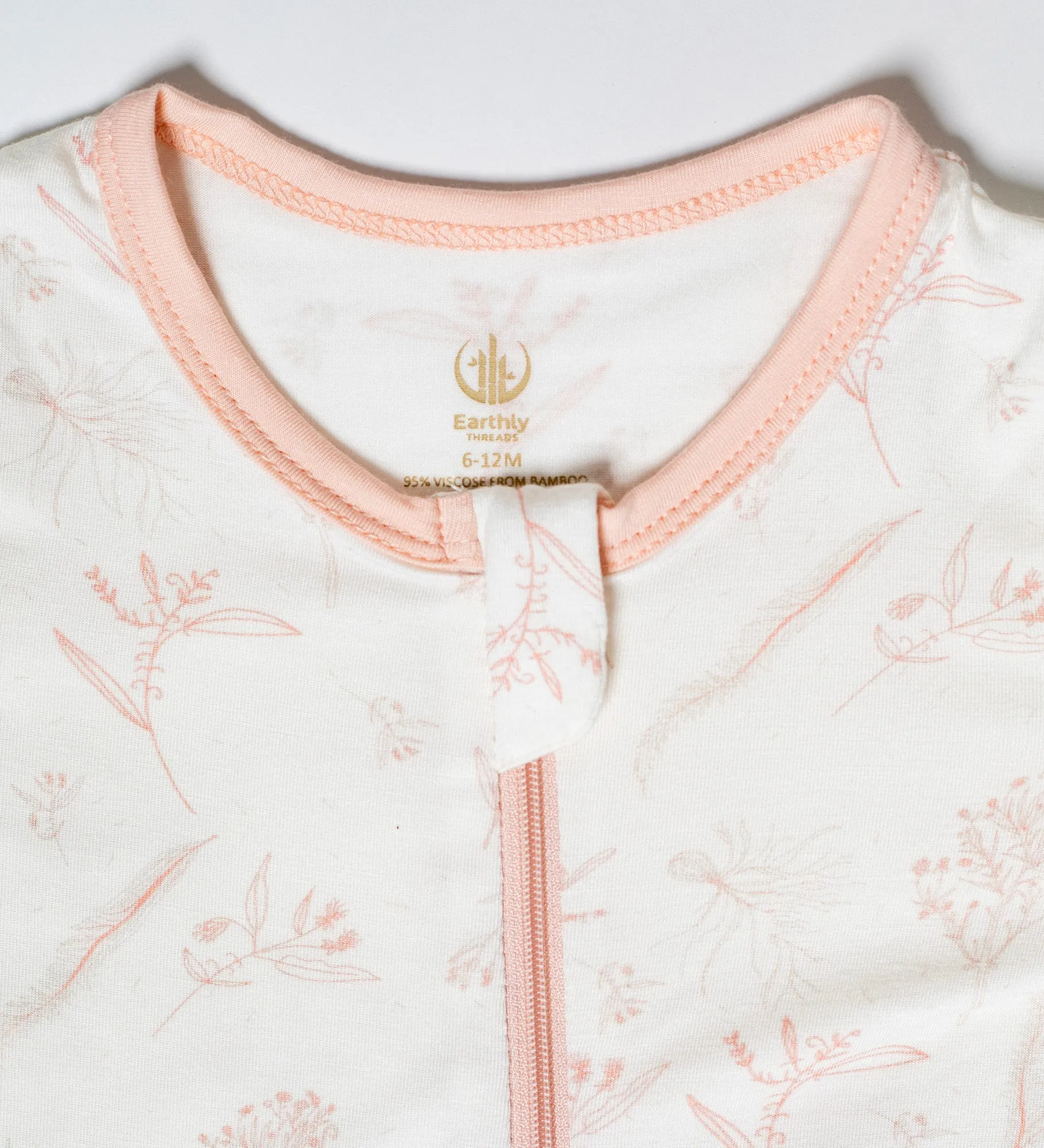 Pink Floral Zipper Bamboo Long Sleeve Baby Romper