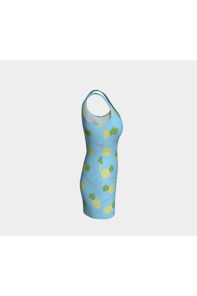 Pinstripes Pastel & Pineapples Bodycon Dress