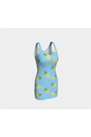 Pinstripes Pastel & Pineapples Bodycon Dress