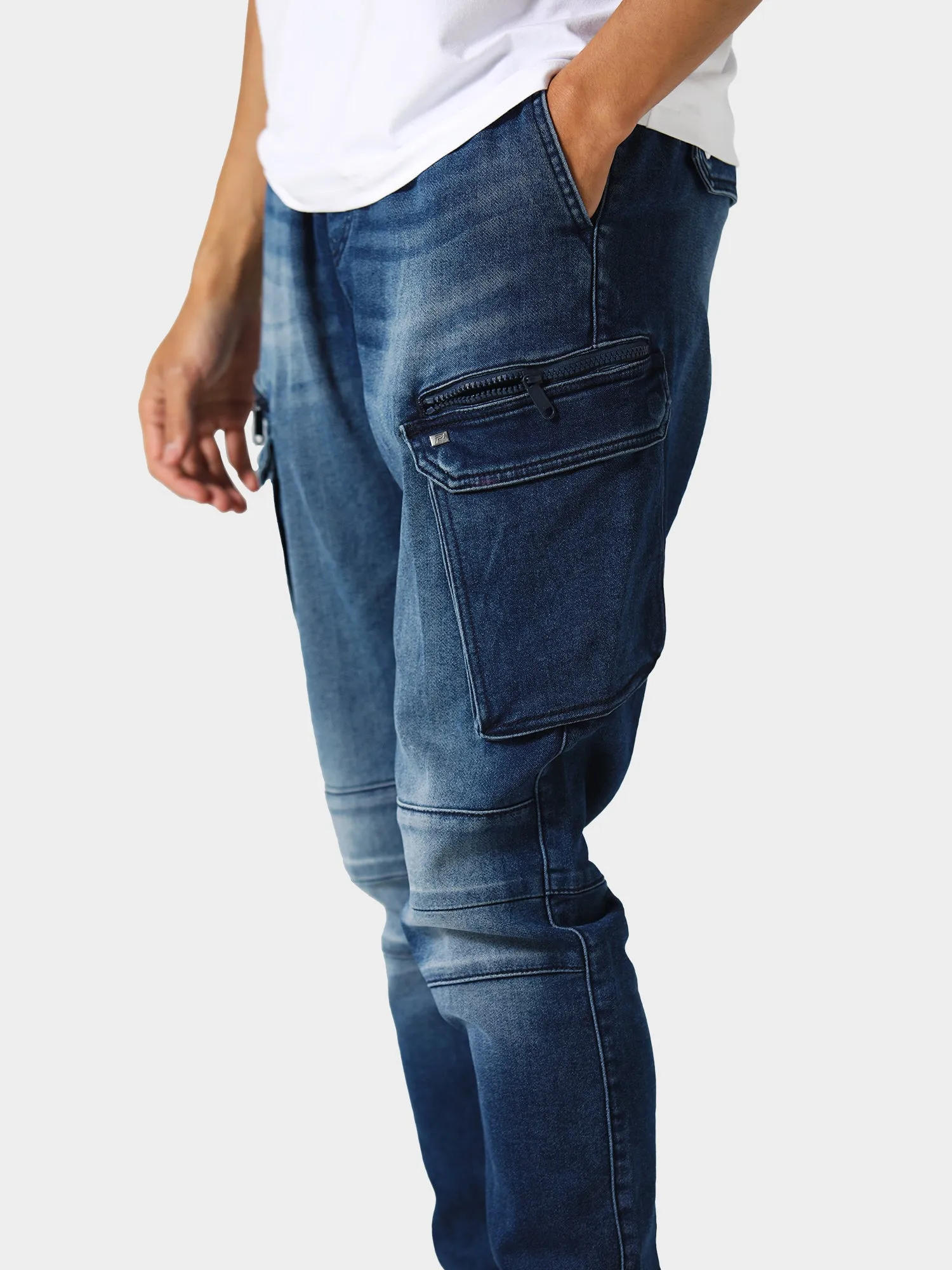 Police Ware 537 Cargo Denim Blue Jeans