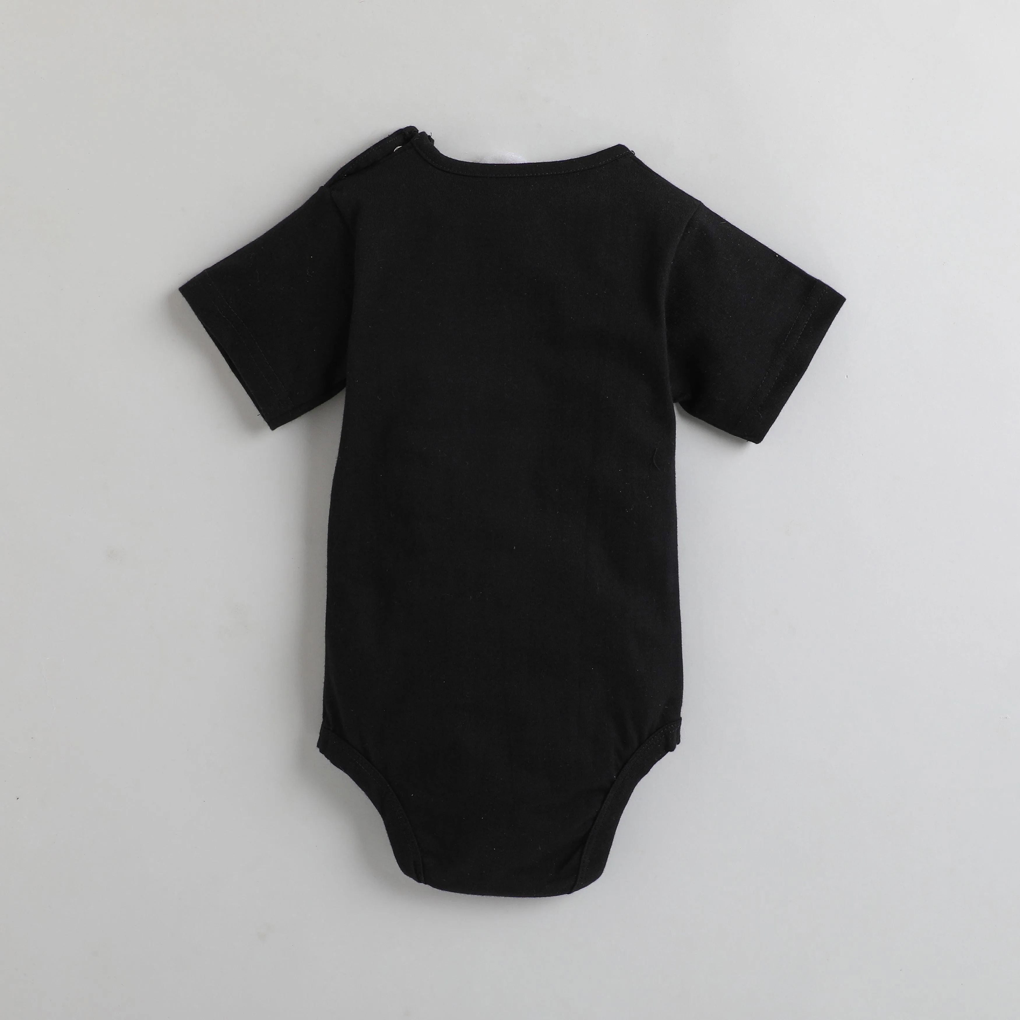 Polka Tots Half Sleeve Dad Says Print Romper Onesie - Black